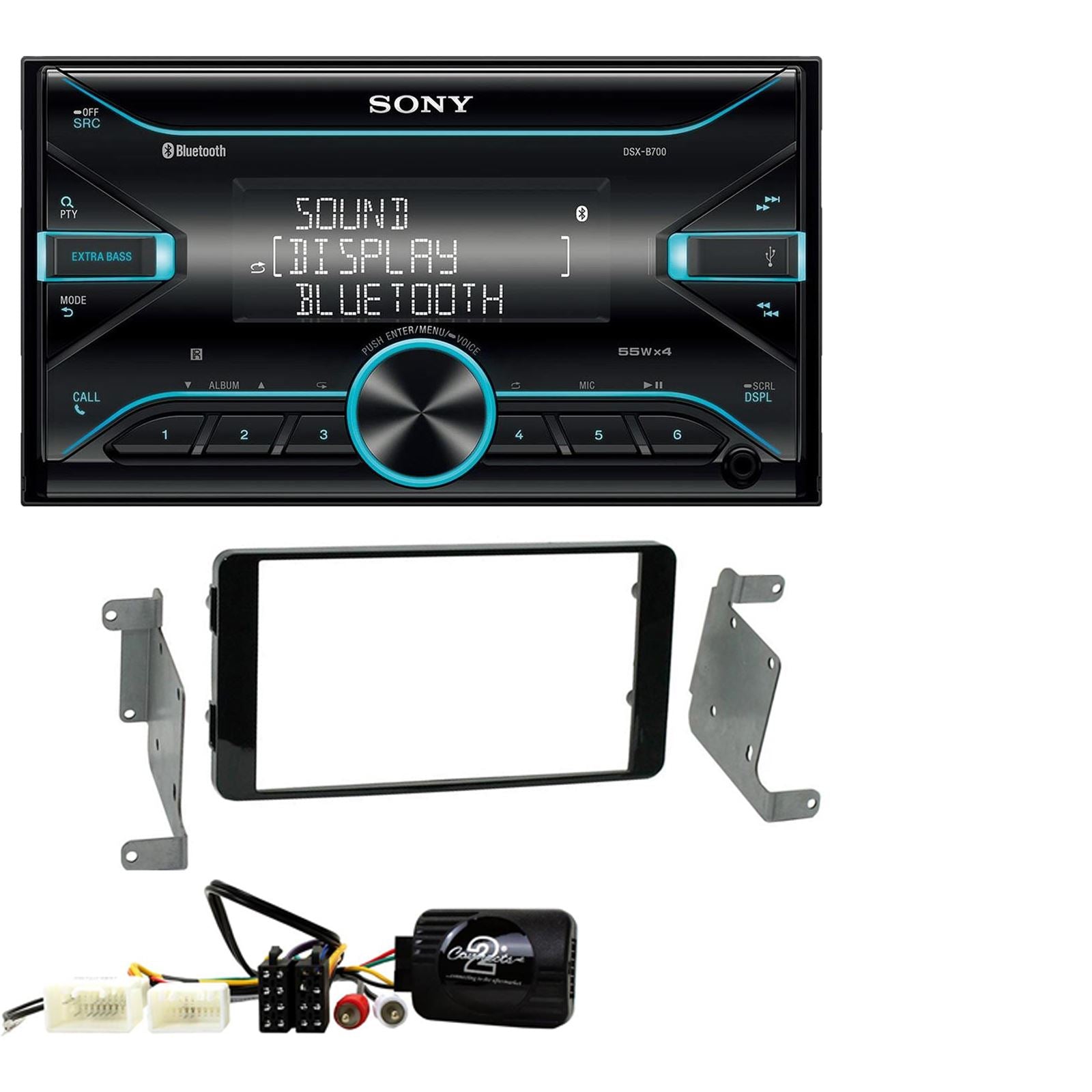 Sony DSX-B700 Bluetooth MP3 USB AUX 4 x 55W Double Din Car Stereo Radio Player + Connects2 Double Din + Steering Wheel Controls fits Mitsubishi L200 2015-21|Triton 2015-21