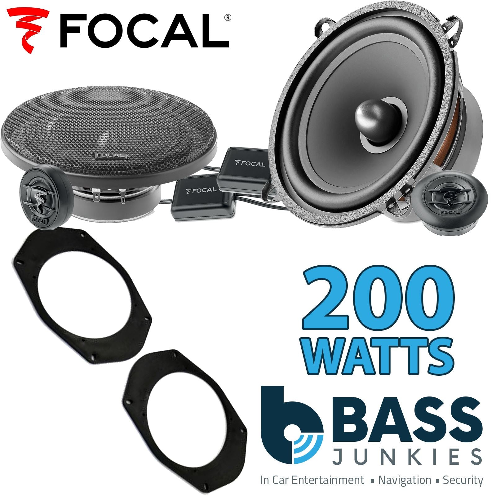 Focal Auditor ASE130 130mm/13cm/5.25"Car Component Speakers (Pair Max 200 watts) Fits Jeep Wrangler 1997-06