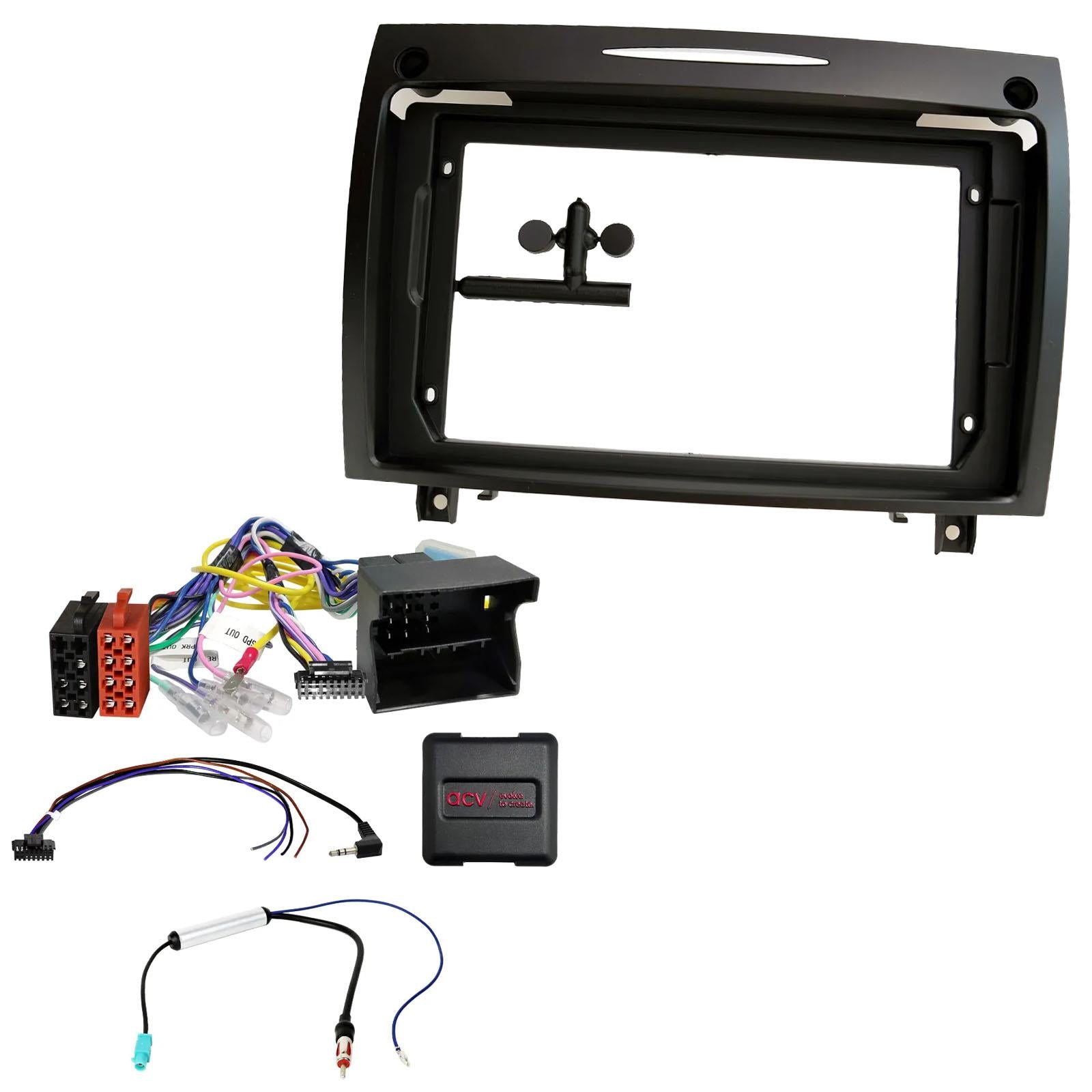 For Mercedes SLK 2008-11 Fascia Panel & CAN Bus Steering Control Interface For 9" Android Car Stereo
