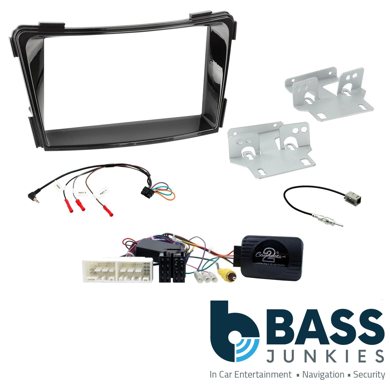 Double Din Stereo Fitting Kit + Steering Wheel Stalk Controls to fit Hyundai i40 2016-