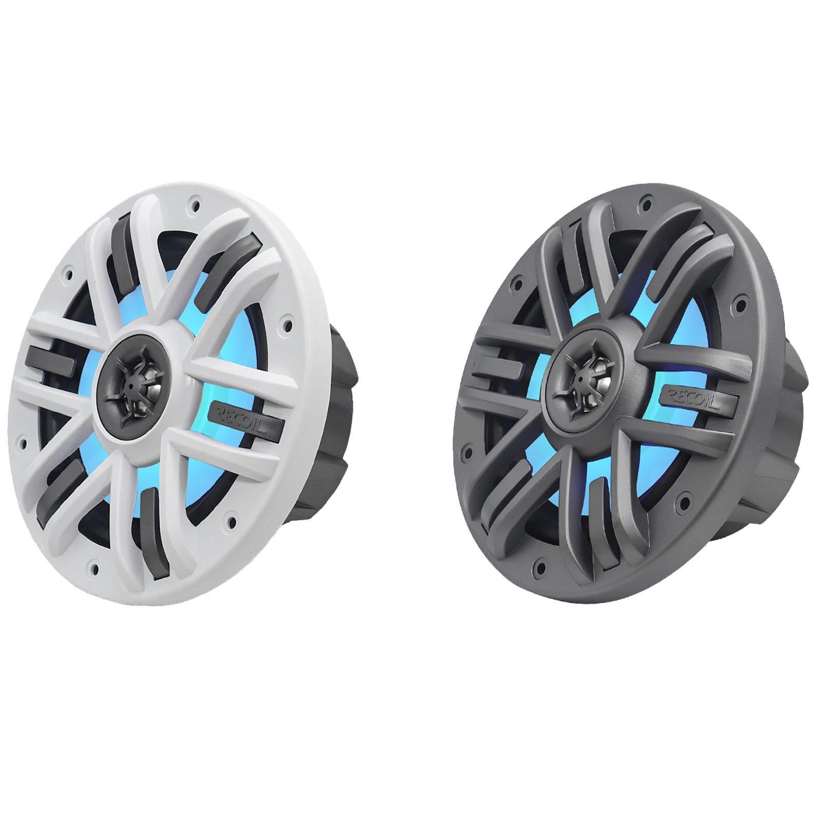 Recoil M1-65 - 6.5" 17cm Marine Boat Outdoor Speakers with Built-in RGB LED Pair