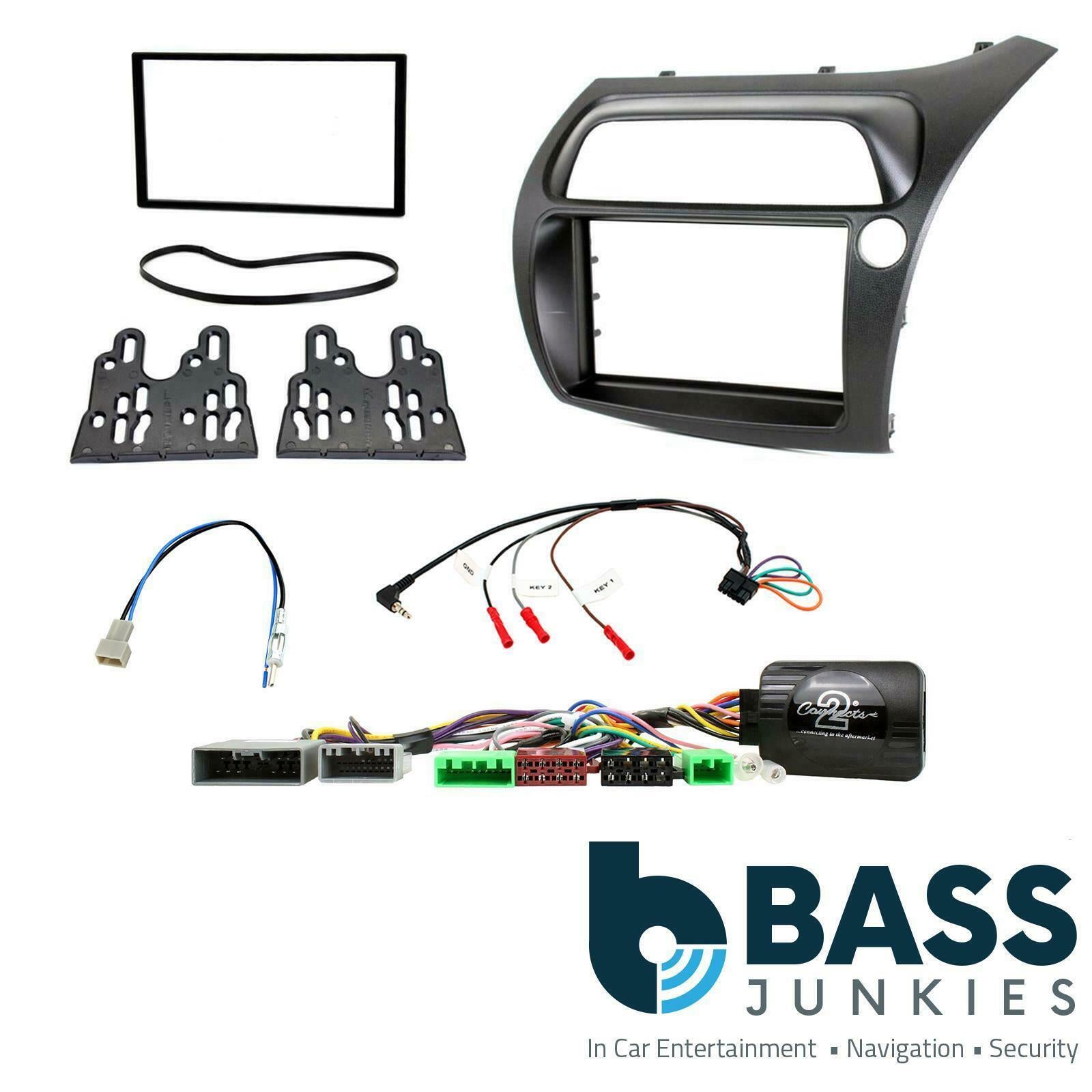 Connects 2 CTKHD01 - Honda Civic 2006 - 2011 Double Din Facia & Steering wheel Interface Fitting Installation Kit (Black Facia Panel)