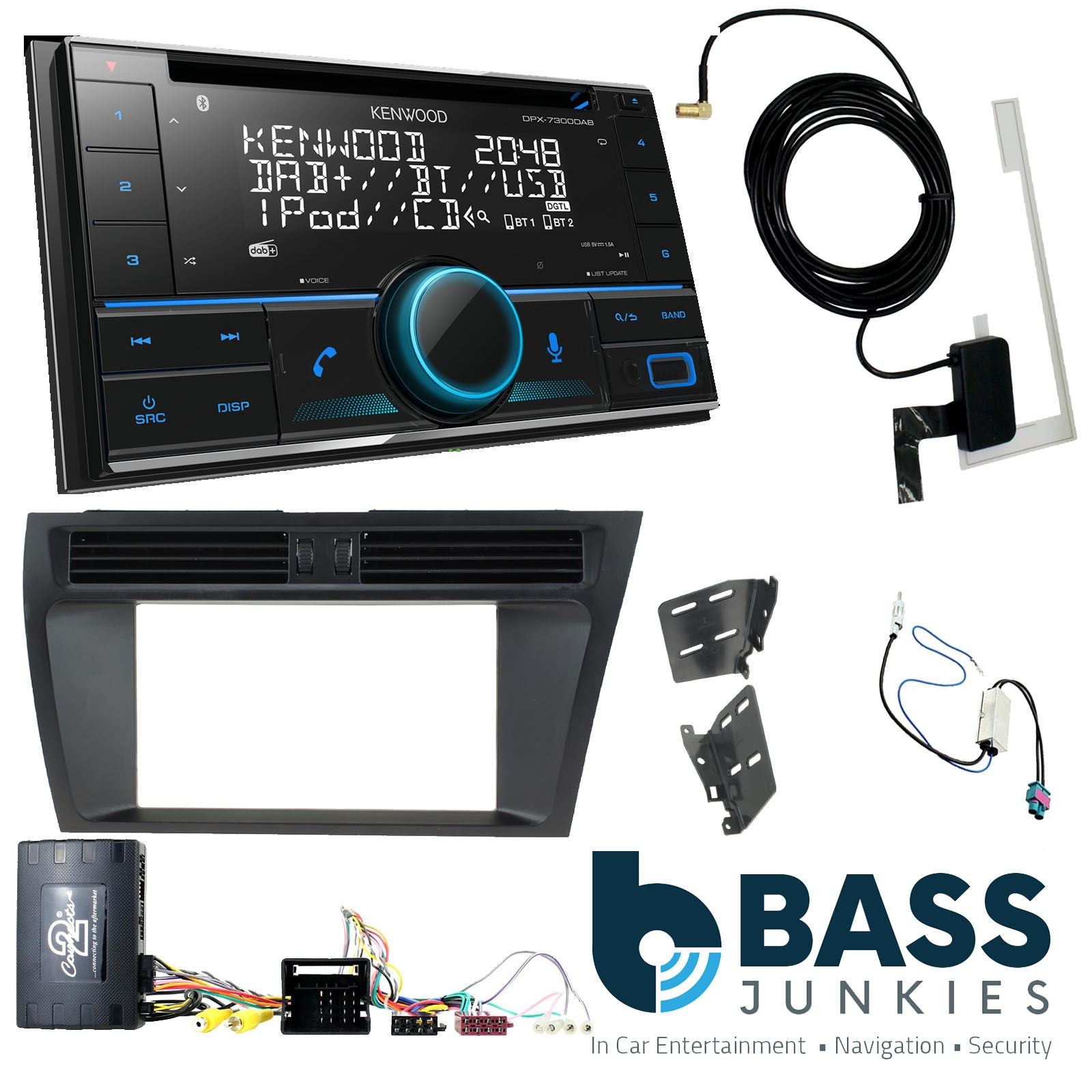Kenwood DPX-7300DAB + Connects2 Double Din + Steering Wheel Controls fits Audi A4 2008-16|A5 2008-16