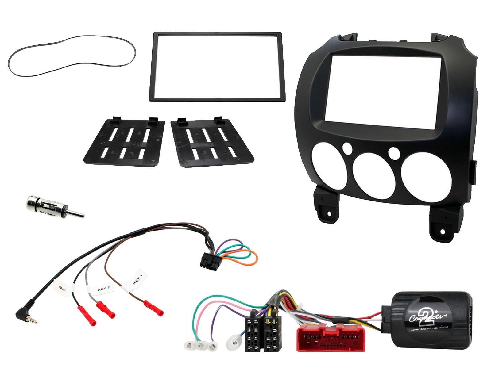 Connects2 Double Din Stereo fitting kit for Mazda 2 2008 Vehicle Specific Stereo Screen Steering Controls Fitting Kit