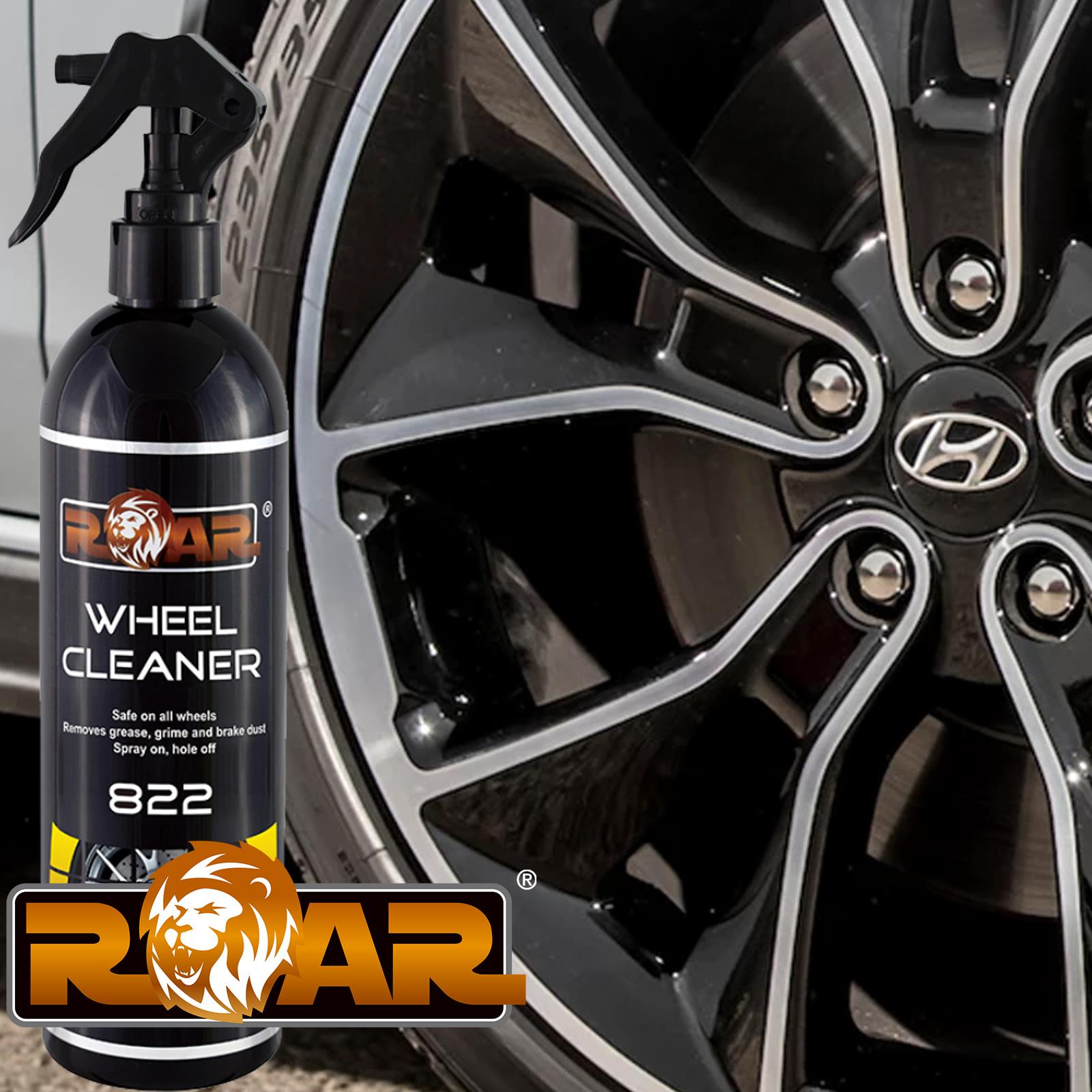 ROAR 822 Wheel Cleaner 500ml Spray Bottle Removes grease, grime and brake dust Safe on all Wheels and tyre Removes grease, grime and brake dust Spray on, hose off