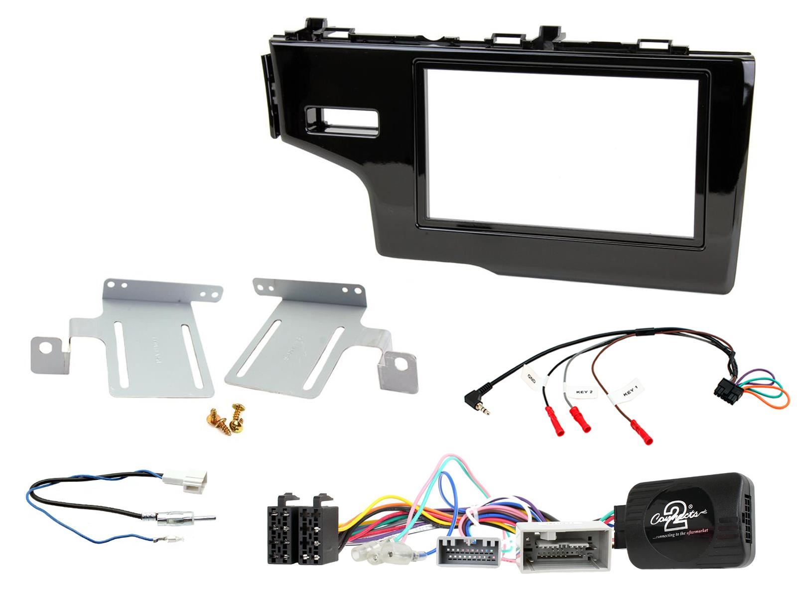 Double Din Stereo Fitting Kit + Steering Wheel Stalk Controls to fit Honda Fit 2014- | Honda Jazz 2014-