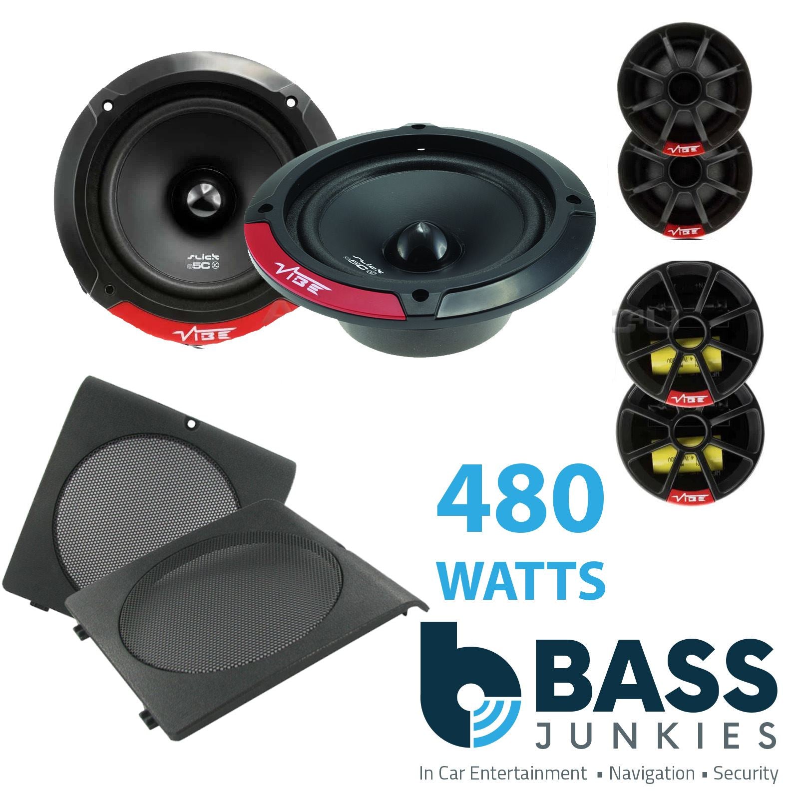Vibe SLICK5C-V7 2-Way 130mm/13cm/5.25" Component Speakers (Per Pair 480 Watts) Fits VW Golf 1983-92 | Jetta 83-92