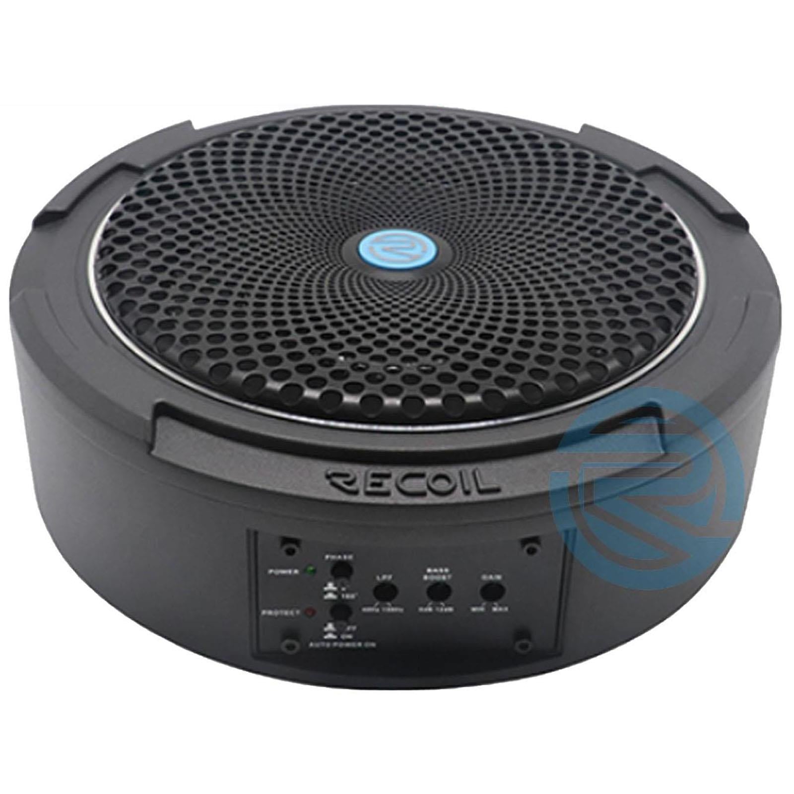 Recoil SL1708 400 Watts 8" 20cm Car Under Seat Amplified Subwoofer & Wiring Kit