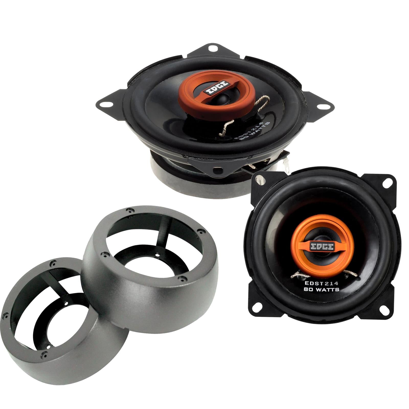 Edge EDST214 100mm/10cm/4" 2-Way Coaxial Car speakers (Per Pair Max 160|40 watts RMS) Fits Universal