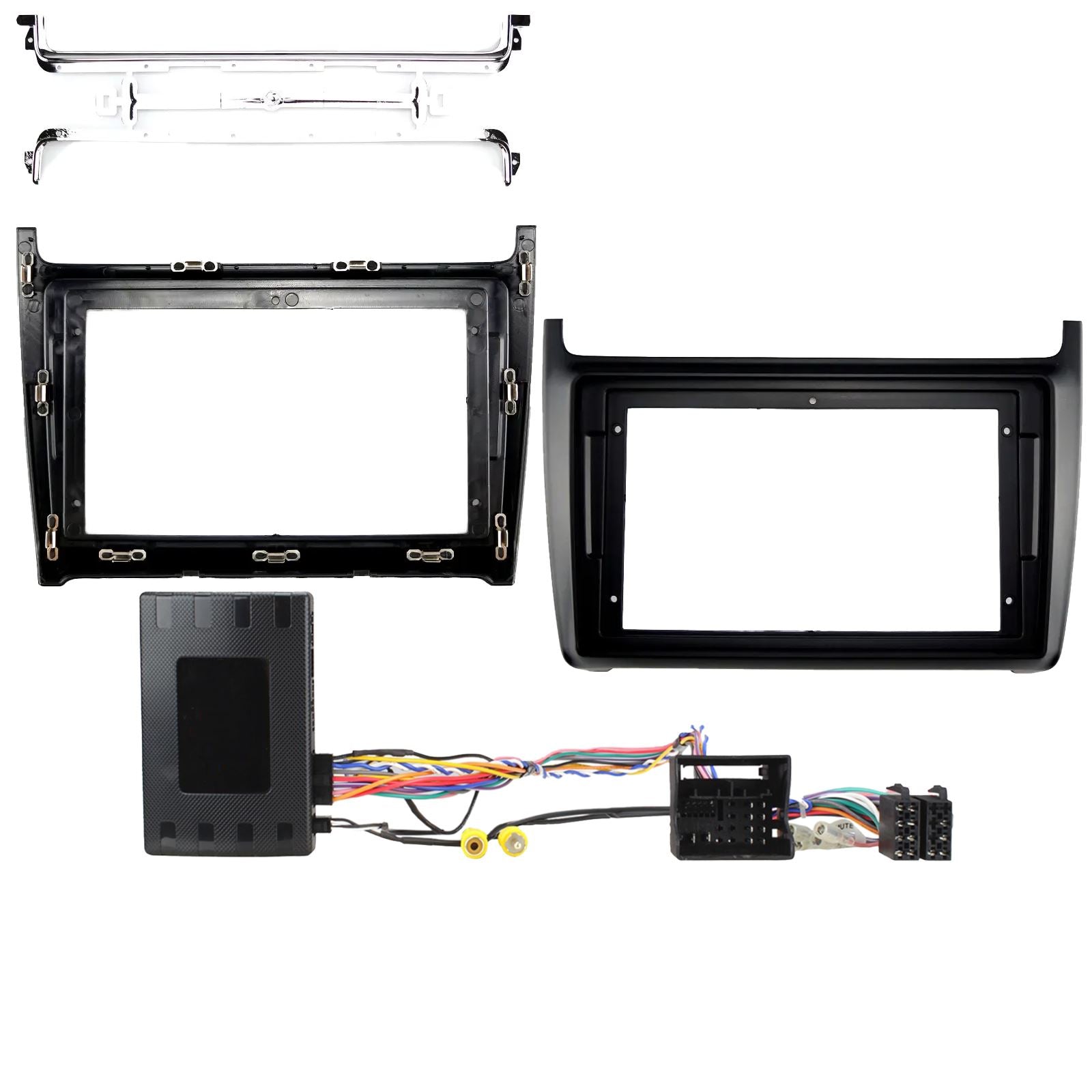 For Volkswagen Polo Black 2014On Fascia Panel Interface For 9" Android Car Radio