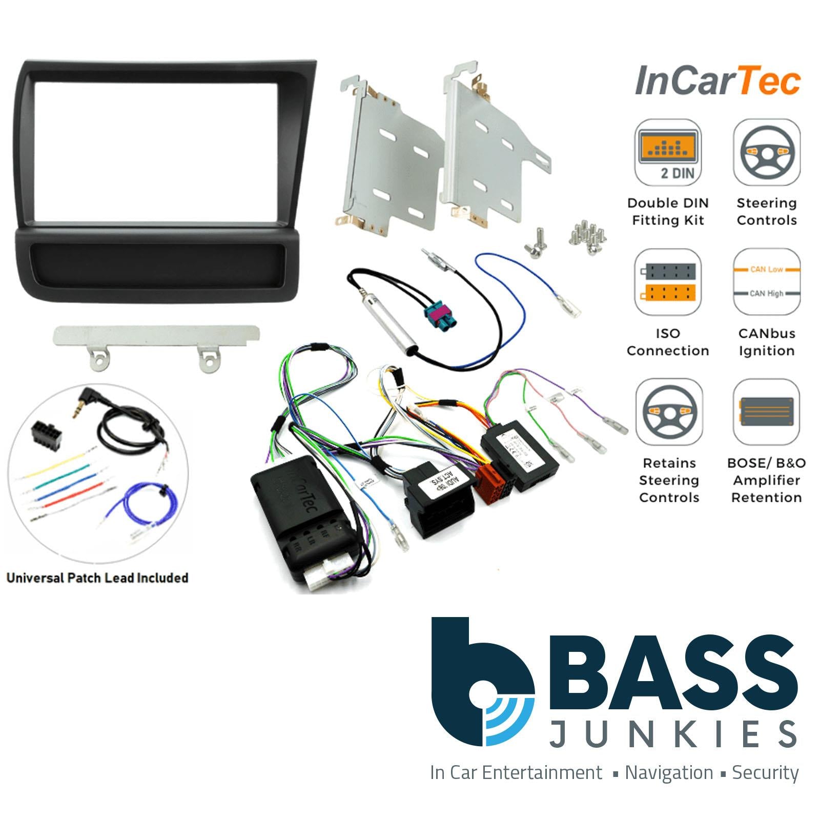 Audi R8 2007-2015 Right Hand Drive Double Din Fascia Panel & Steering Wheel  Interface Car Stereo Kit