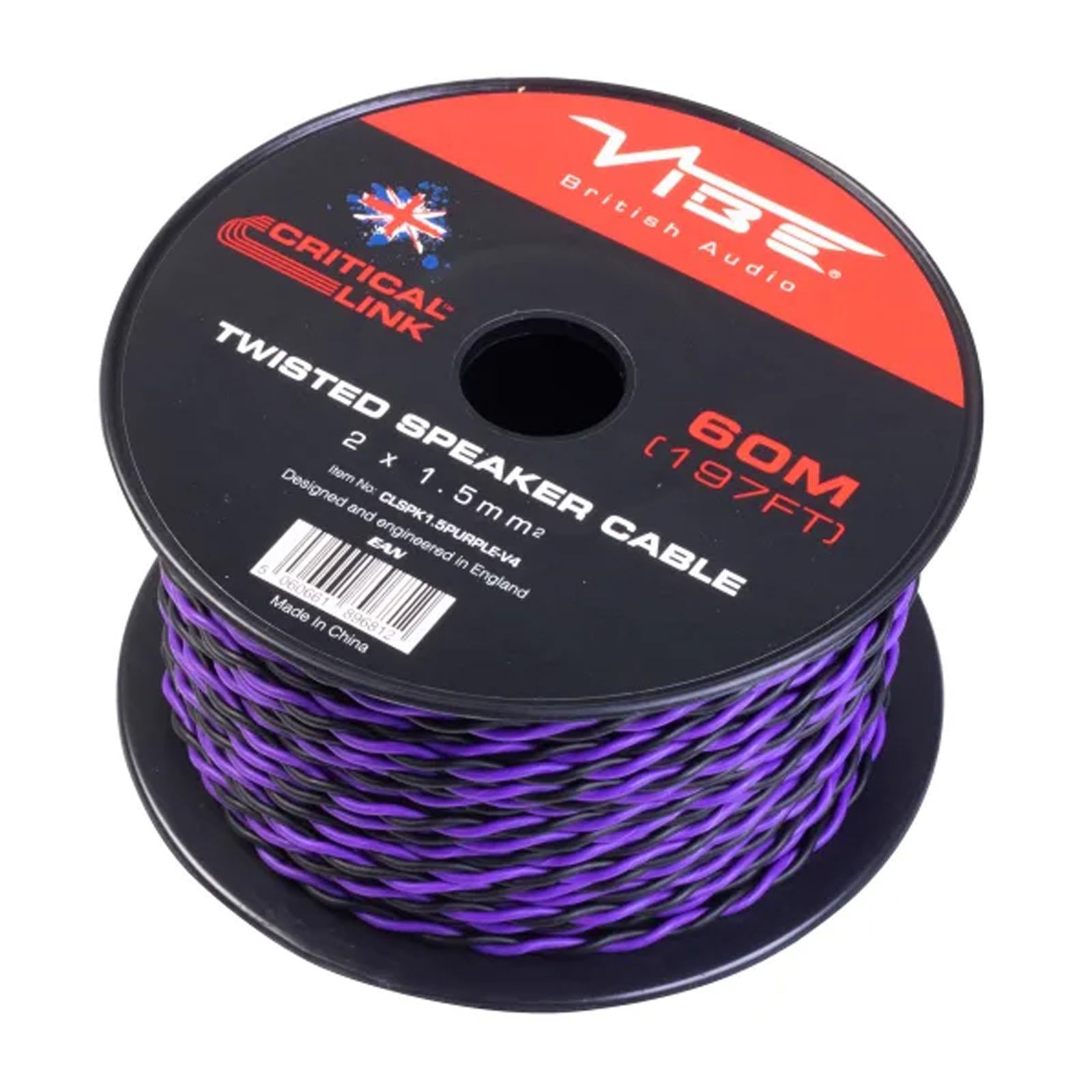 Vibe Critical Link - CLSPK1.5PURPLE-V4 60m Purple Twisted Car Audio Speaker Cable