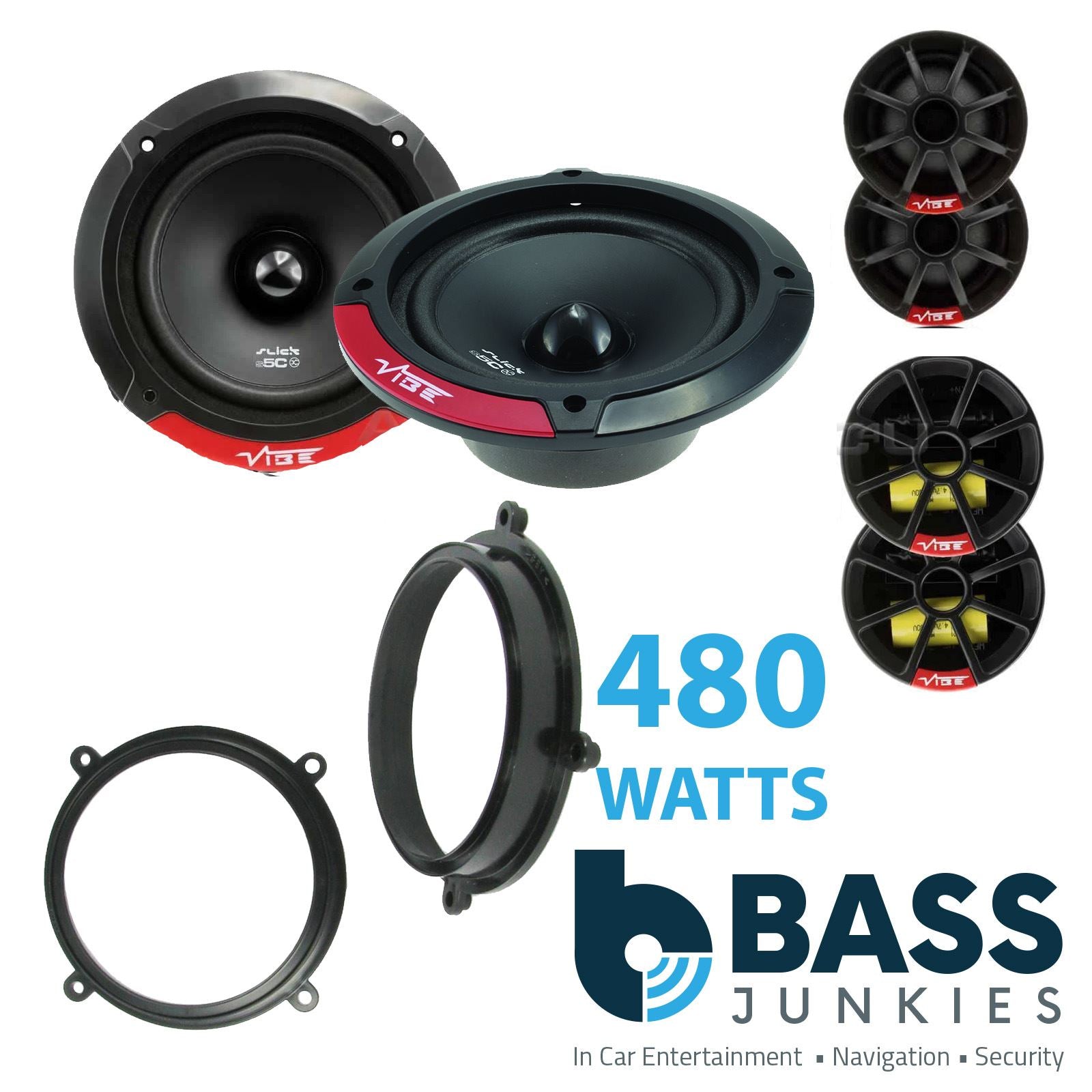 Vibe SLICK5C-V7 2-Way 130mm/13cm/5.25" Component Speakers (Per Pair 480 Watts) Fits Fiat Bravo 1995-01 | Brava 95-01 | Marea 96-02