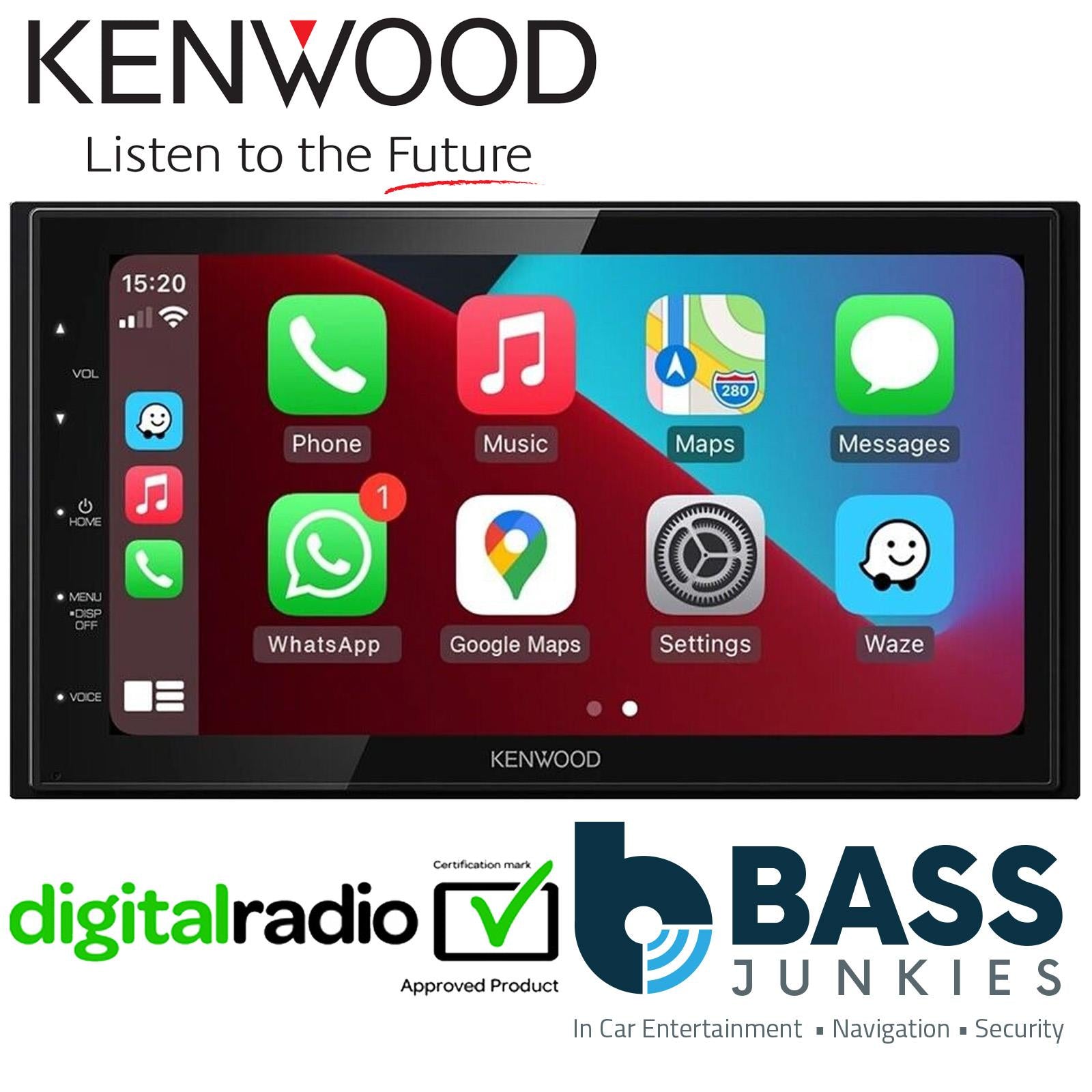 Kenwood DMX5020DABS - 6.8" DAB Bluetooth Android Auto CarPlay Car Stereo Screen