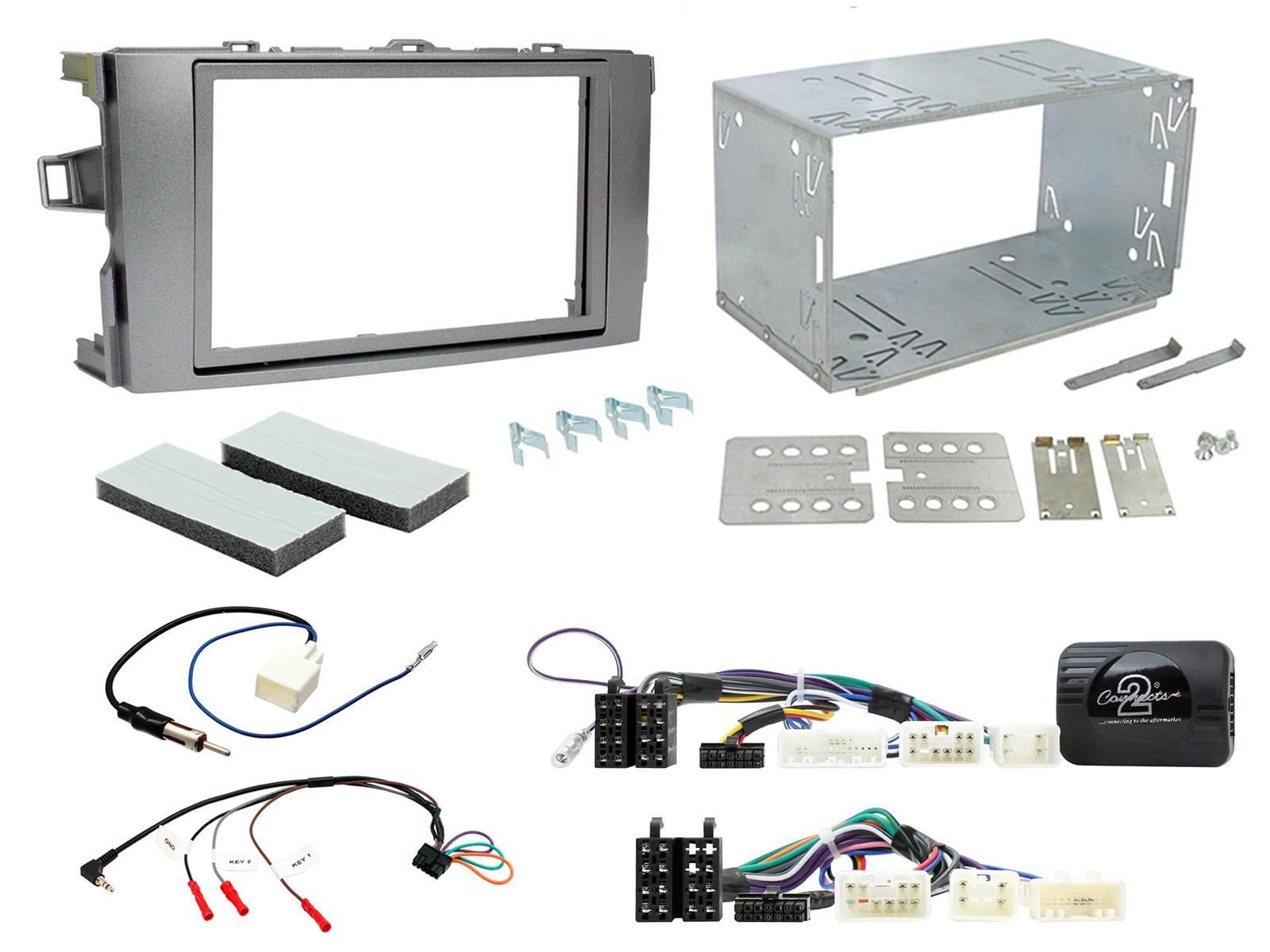 Double Din Stereo Fitting Kit + Steering Wheel Stalk Controls to fit Toyota Auris 2007-12