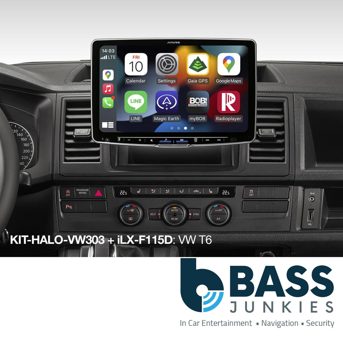 Alpine KIT-HALO-VW303 VW Seat Skoda 1-DIN/2-DIN Car Stereo Fascia & Fitting Kit