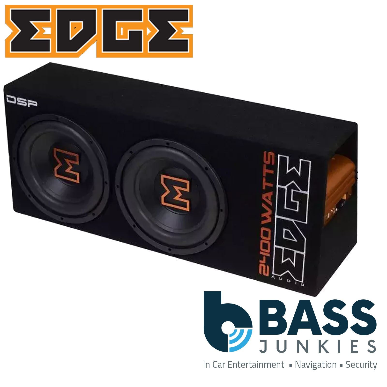 EDGE EDBX12TADSP-E3 - 2400 Watts 12" Twin Car Subwoofer Active Bass Box & Built In DSP