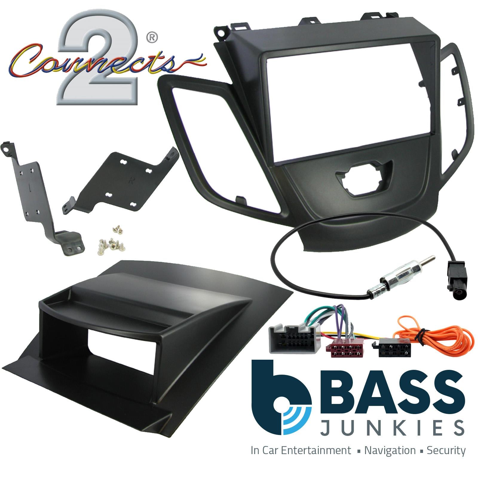 Ford Fiesta MK7 2008-10 Black Double Din Car Stereo Fascia Panel ISO Fitting Kit