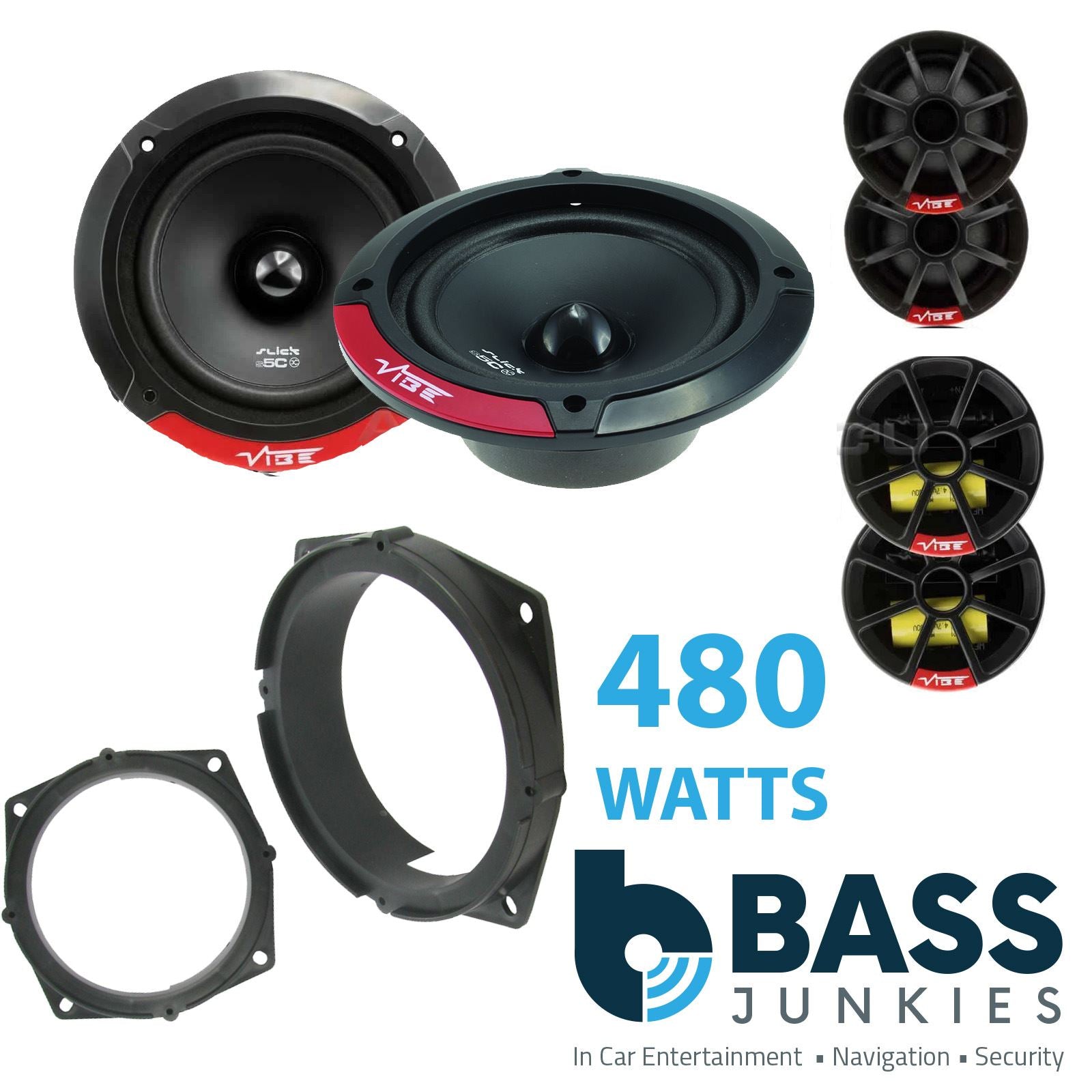 Vibe SLICK5C-V7 2-Way 130mm/13cm/5.25" Component Speakers (Per Pair 480 Watts) Fits Mitsubishi Colt 2005-13