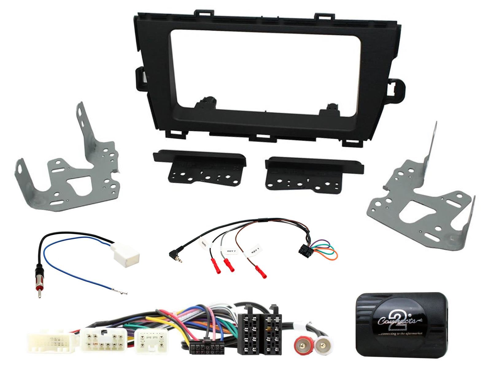 Double Din Stereo Fitting Kit + Steering Wheel Stalk Controls to fit Toyota Prius 2009-15