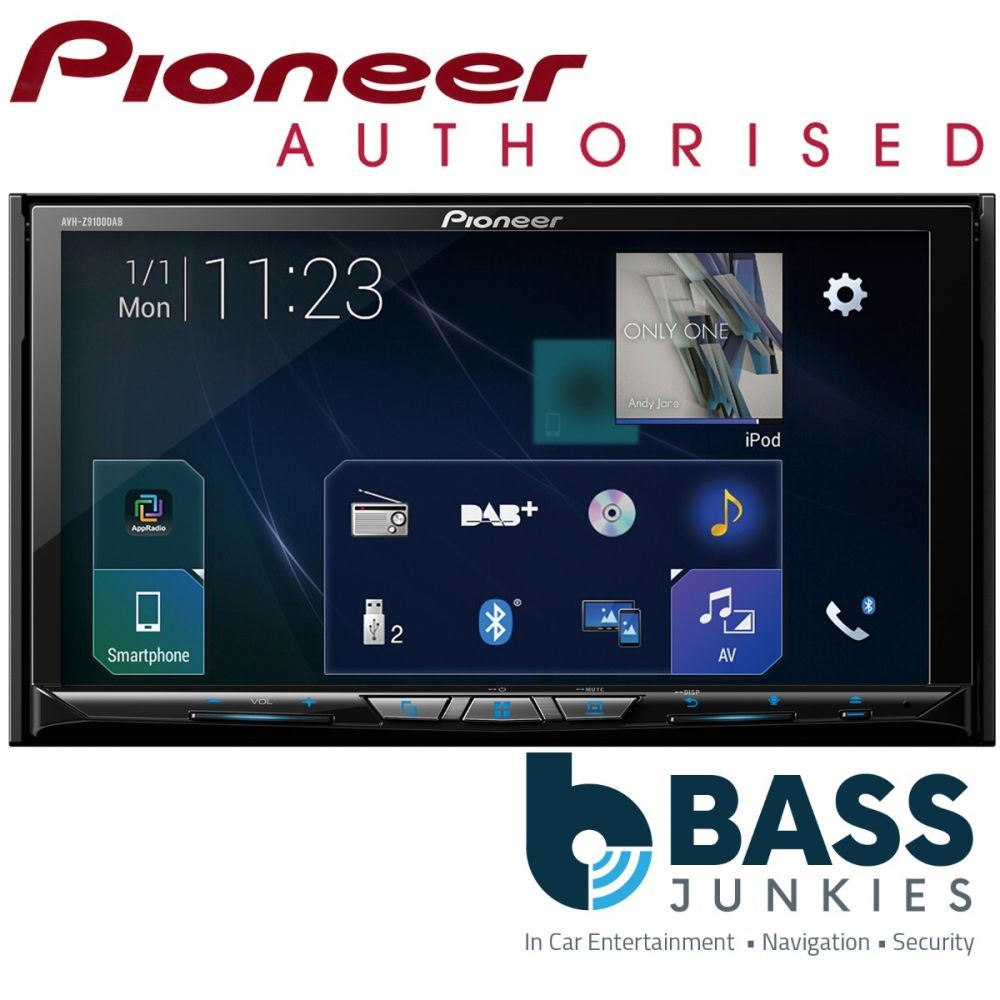 Pioneer AVH-Z9100DAB - 7" Face Off Widescreen Double Din Carplay WAZE DVD CD MP3 USB AUX DAB Bluetooth iPhone Android AV Car Stereo