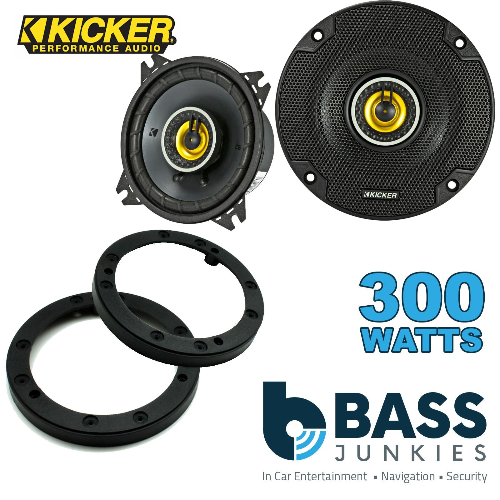 Kicker CSC44 100mm/10cm/4" 2-Way Coaxial Car speakers (Per Pair Max 300|100 watts RMS) Fits Universal