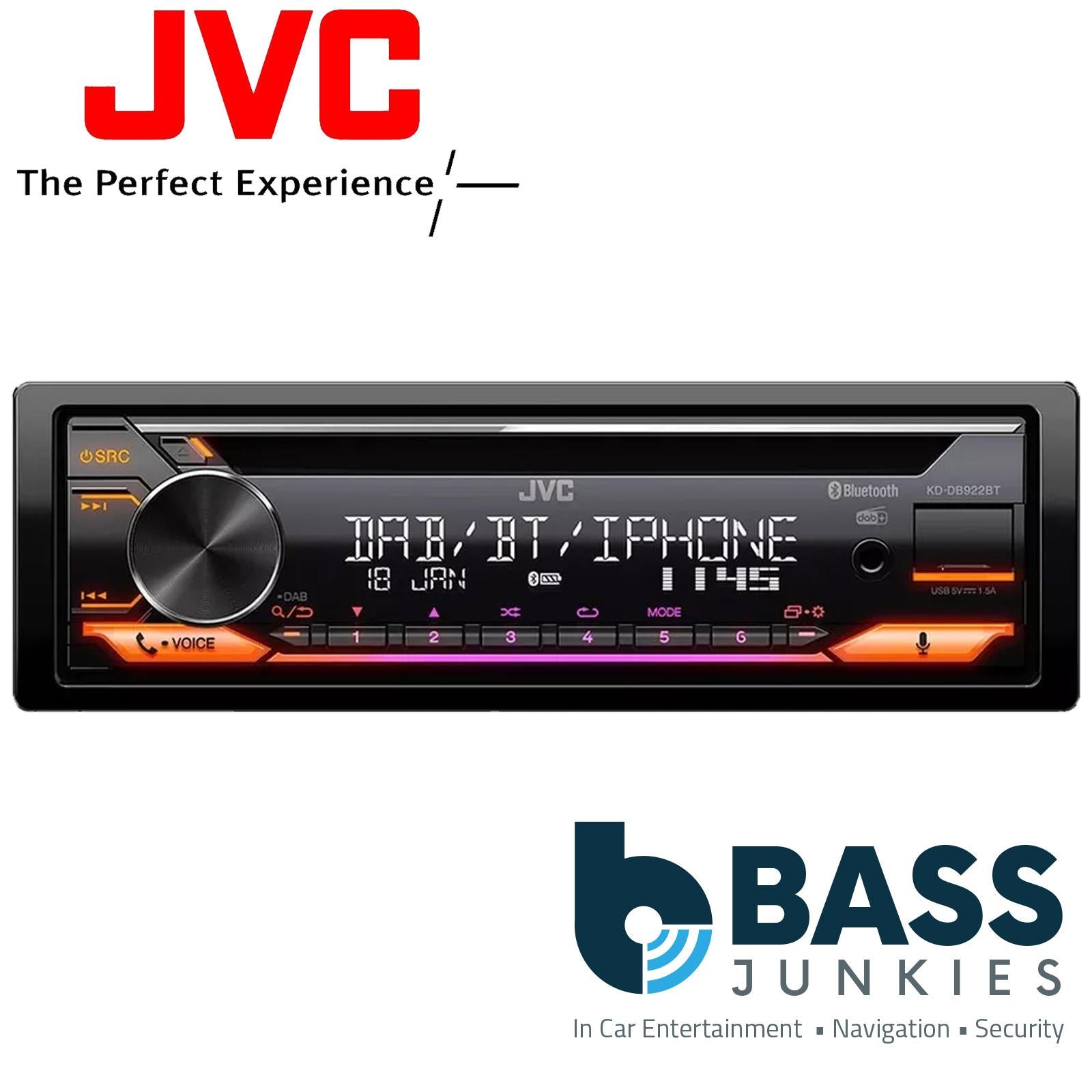 JVC KD-DB922BT DAB+ Radio USB Aux CD MP3 Bluetooth Car Stereo CD Player
