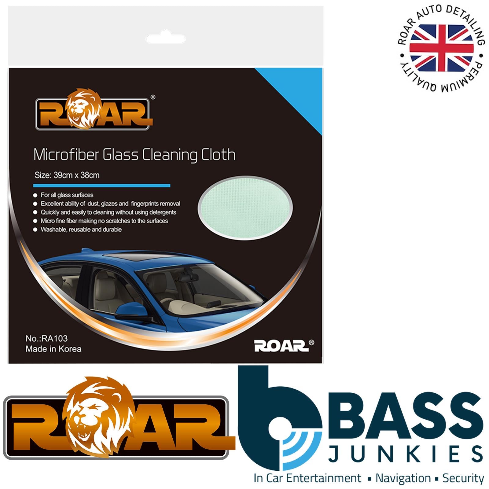ROAR RA103 Glass Cleaning Cloth 38x39cm Quick and easy cleaning Glass Surfaces For all glass surfaces Excellent ability of dust, glazes and fingerprints removal Quickly and easily