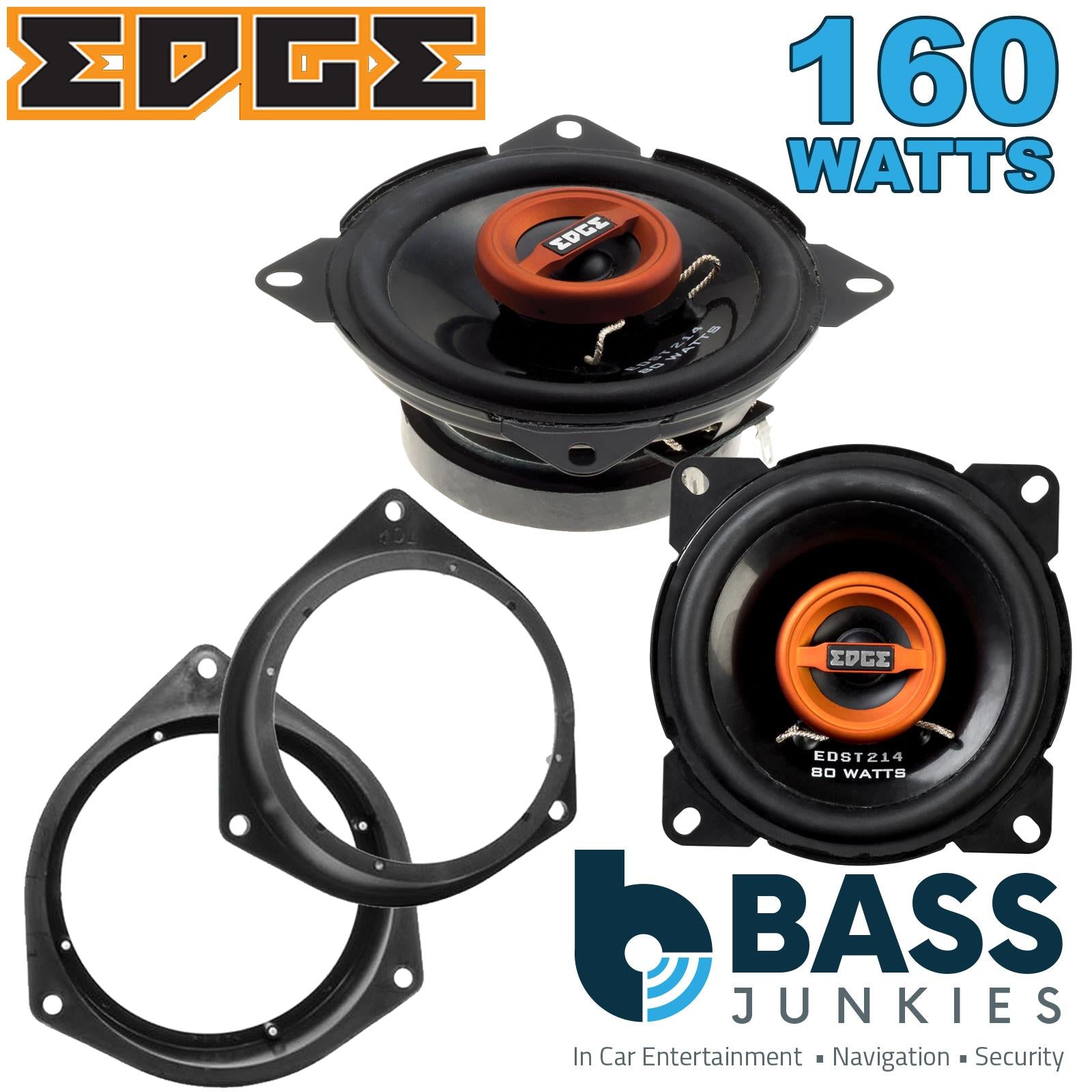 Edge EDST214 100mm/10cm/4" 2-Way Coaxial Car speakers (Per Pair Max 160|40 watts RMS) Fits Fiat Qubo 2008-18 | Fiorino 08-21