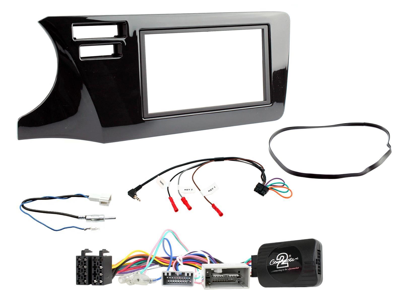 Double Din Stereo Fitting Kit + Steering Wheel Stalk Controls to fit Honda City 2014-