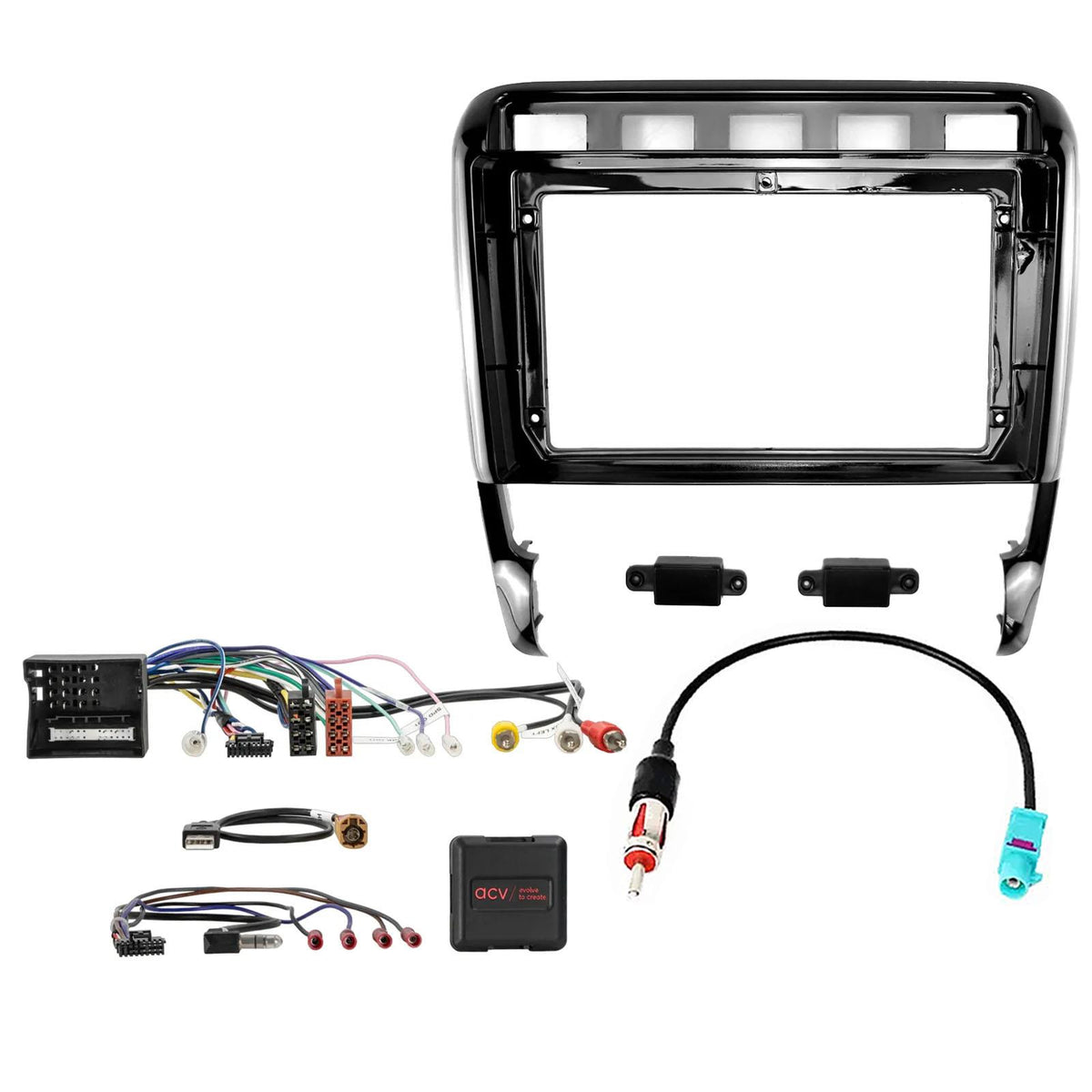 For Porsche Cayenne 2009 On 9" Android Fascia & CAN Bus Steering Control Fitting Kit