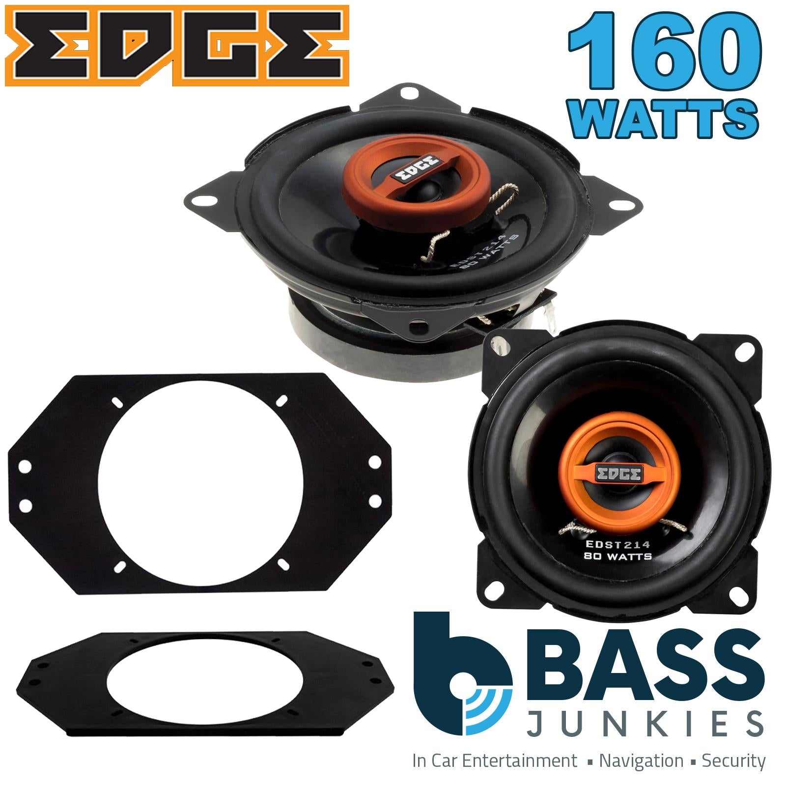 Edge EDST214 100mm/10cm/4" 2-Way Coaxial Car speakers (Per Pair Max 160|40 watts RMS) Fits Jeep Wrangler 1997-06