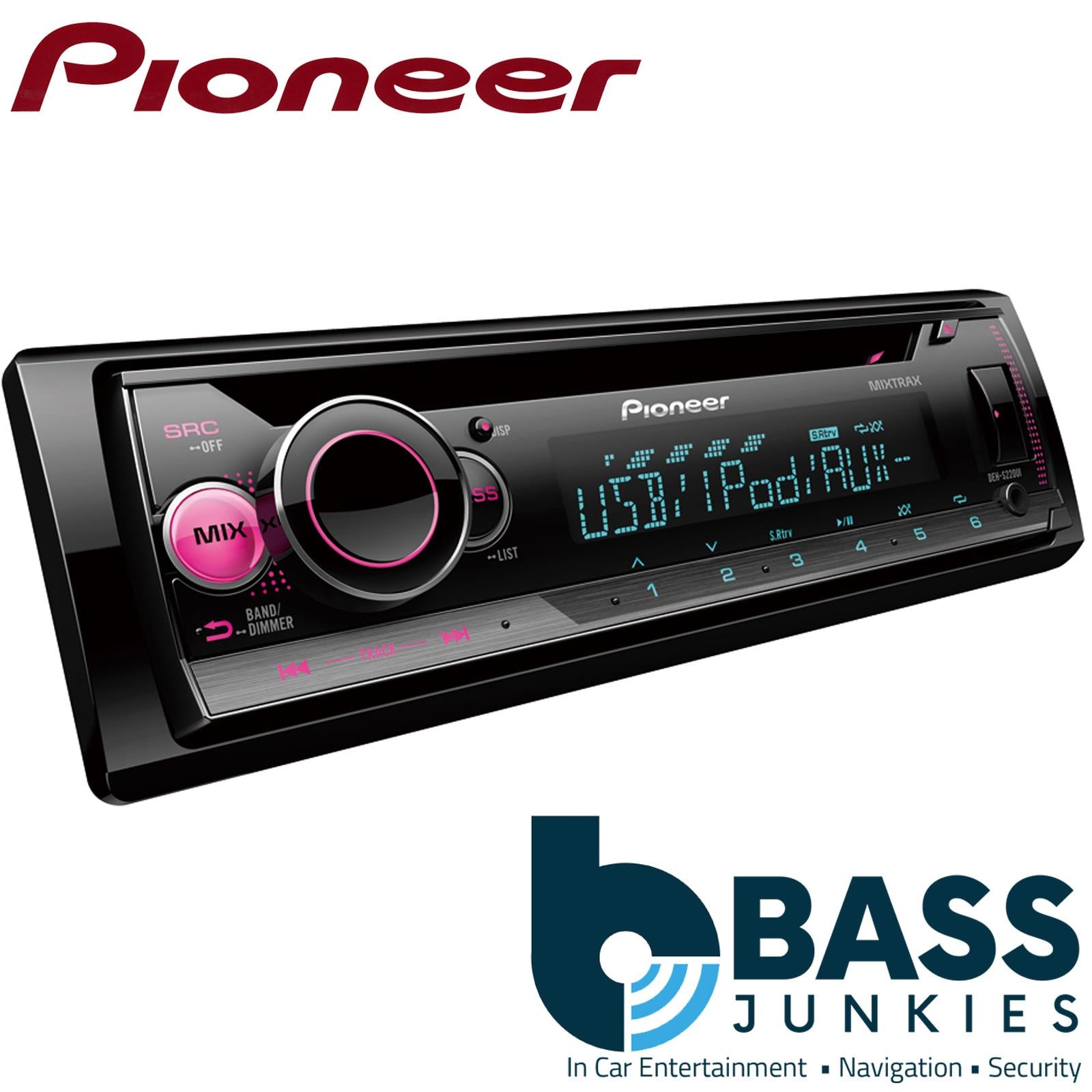 Pioneer DEH-S220UI Car Stereo Radio CD MP3/WMA/WAV/AAC | Compatable with Android | Made for Apple Iphone | MIXTRAX | Front USB | Front Aux In | 2 RCA Preouts | 4x50W | RGB Multicolour Illumination