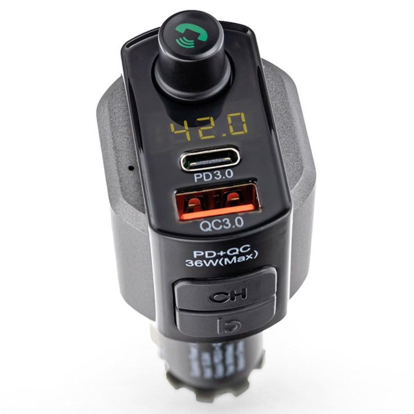 Caliber PMT567BT Bluetooth FM Transmitter with USB-C Fast Charging & Hands-Free Calling