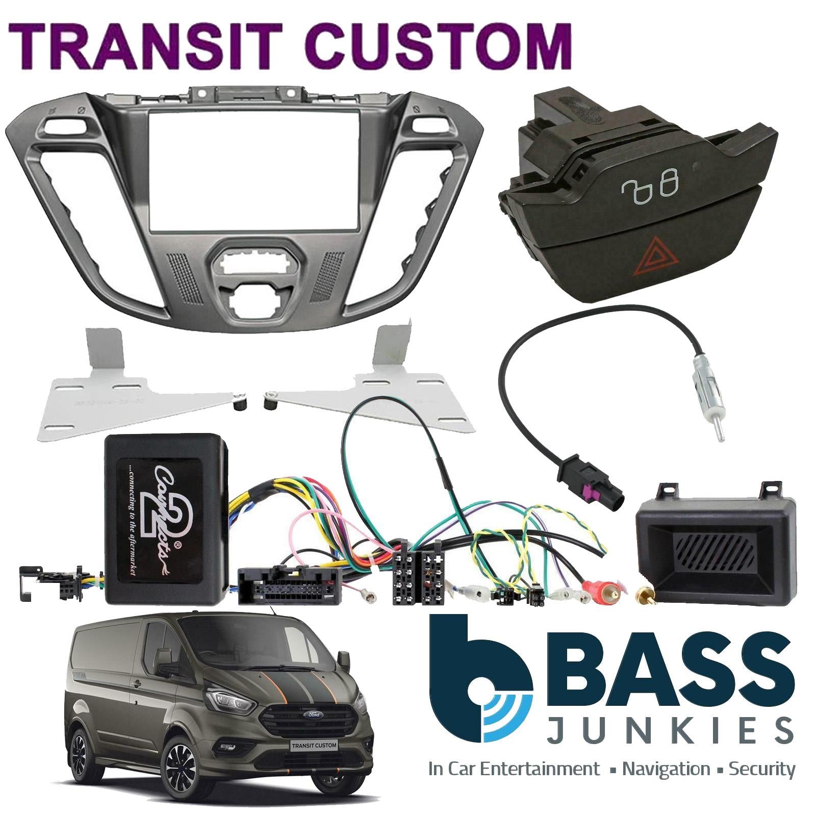 Connects 2 CTKFD43C - Ford Transit Custom 2012 - 2016 Double Din Facia & Steering wheel Interface Fitting Installation Kit (Pegasus Facia Panel)