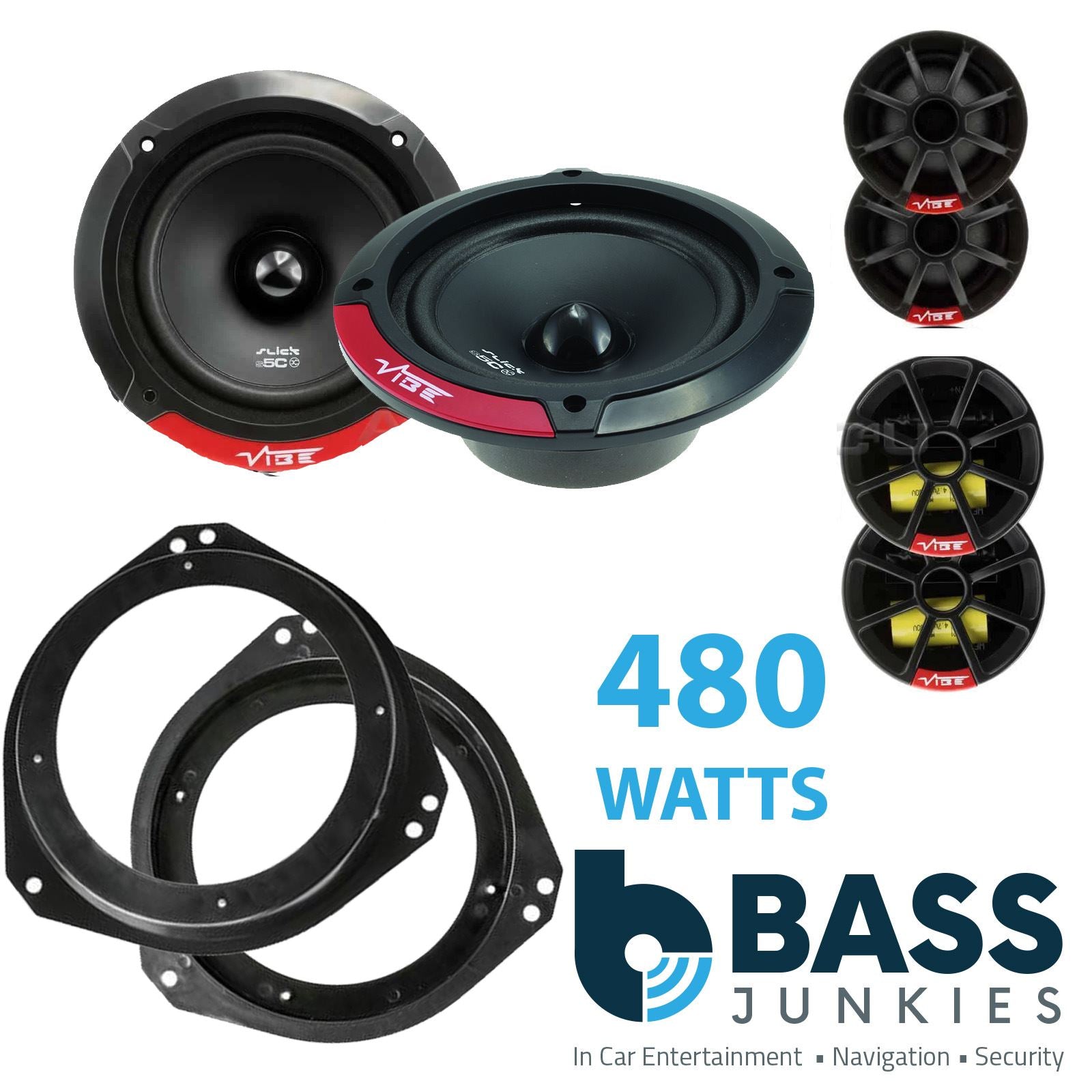 Vibe SLICK5C-V7 2-Way 130mm/13cm/5.25" Component Speakers (Per Pair 480 Watts) Fits Vauxhall Corsa 1993-06 | Tigra 94-00 | Vivaro 01-14