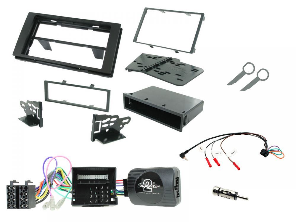Connects 2 CTKFD21 - Ford Kuga 2008 - 2012 Single Din or Double Din Facia & Steering wheel Interface Fitting Installation Kit (Black Facia Panel)