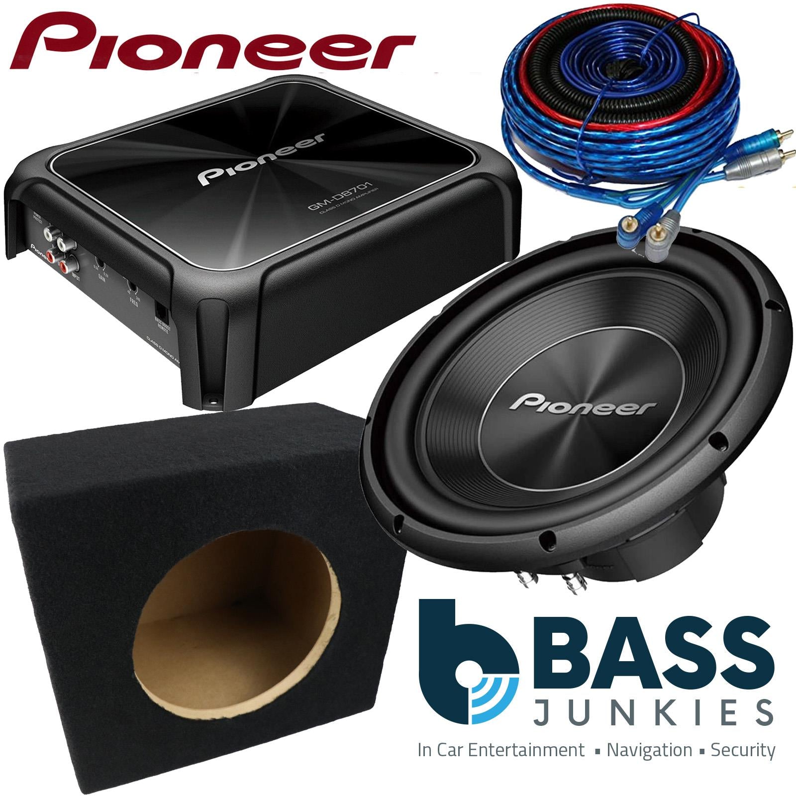 Pioneer 10" 1300 Watts Car Sub & 1600 Watts Class D Monoblock Amp & Bass Box Kit