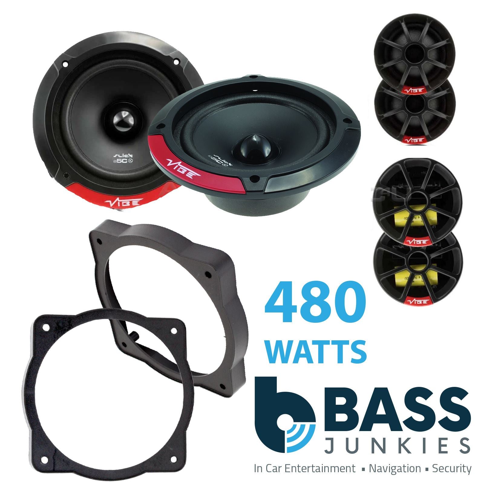 Vibe SLICK5C-V7 2-Way 130mm/13cm/5.25" Component Speakers (Per Pair 480 Watts) Fits Universal