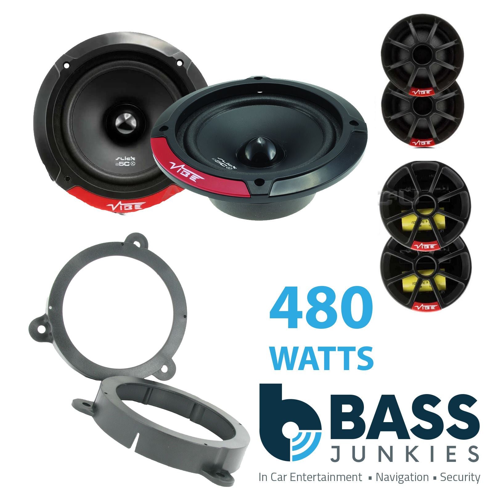 Vibe SLICK5C-V7 2-Way 130mm/13cm/5.25" Component Speakers (Per Pair 480 Watts) Fits Renault Megane 2008-12