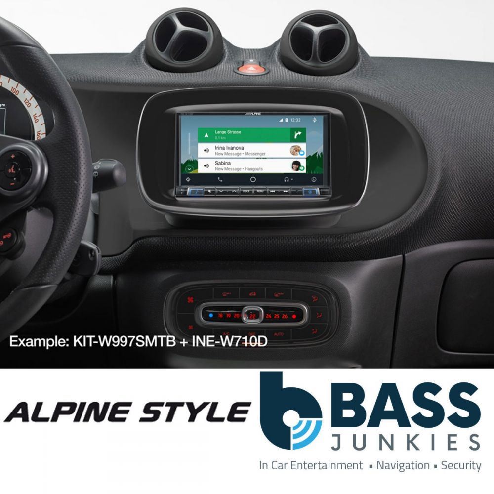 Alpine iLX-702D KIT Smart Forfour Fortwo 7” DAB Bluetooth CarPlay Android Stereo & Black Fitting Kit