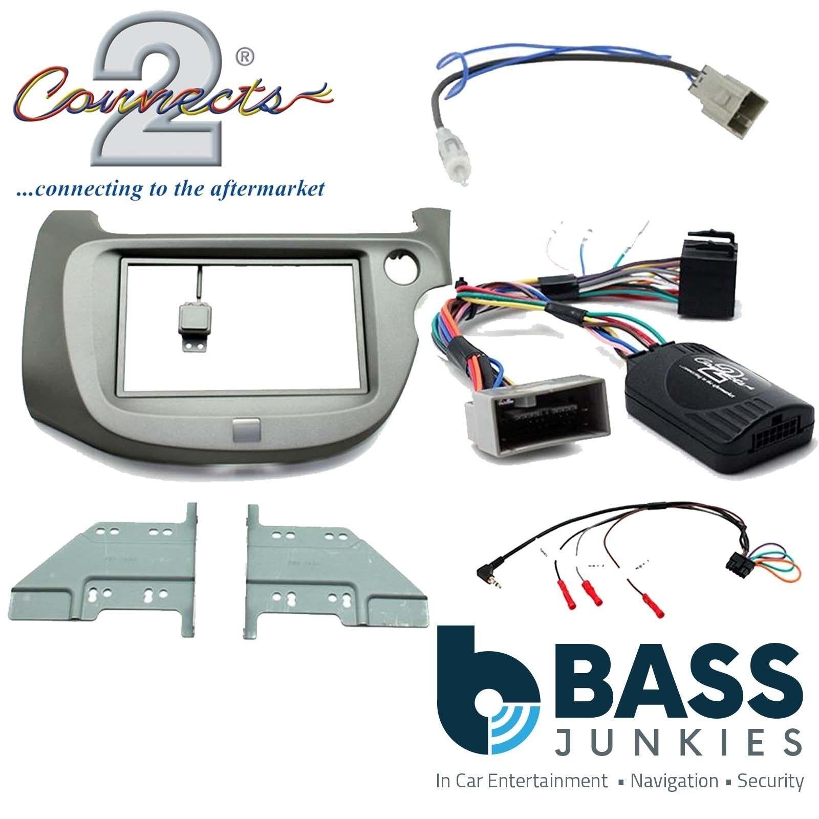 Connects 2 CTKHD05 - Honda Jazz 2009 - 2013 Double Din Facia & Steering wheel Interface Fitting Installation Kit (Light Grey Facia Panel)