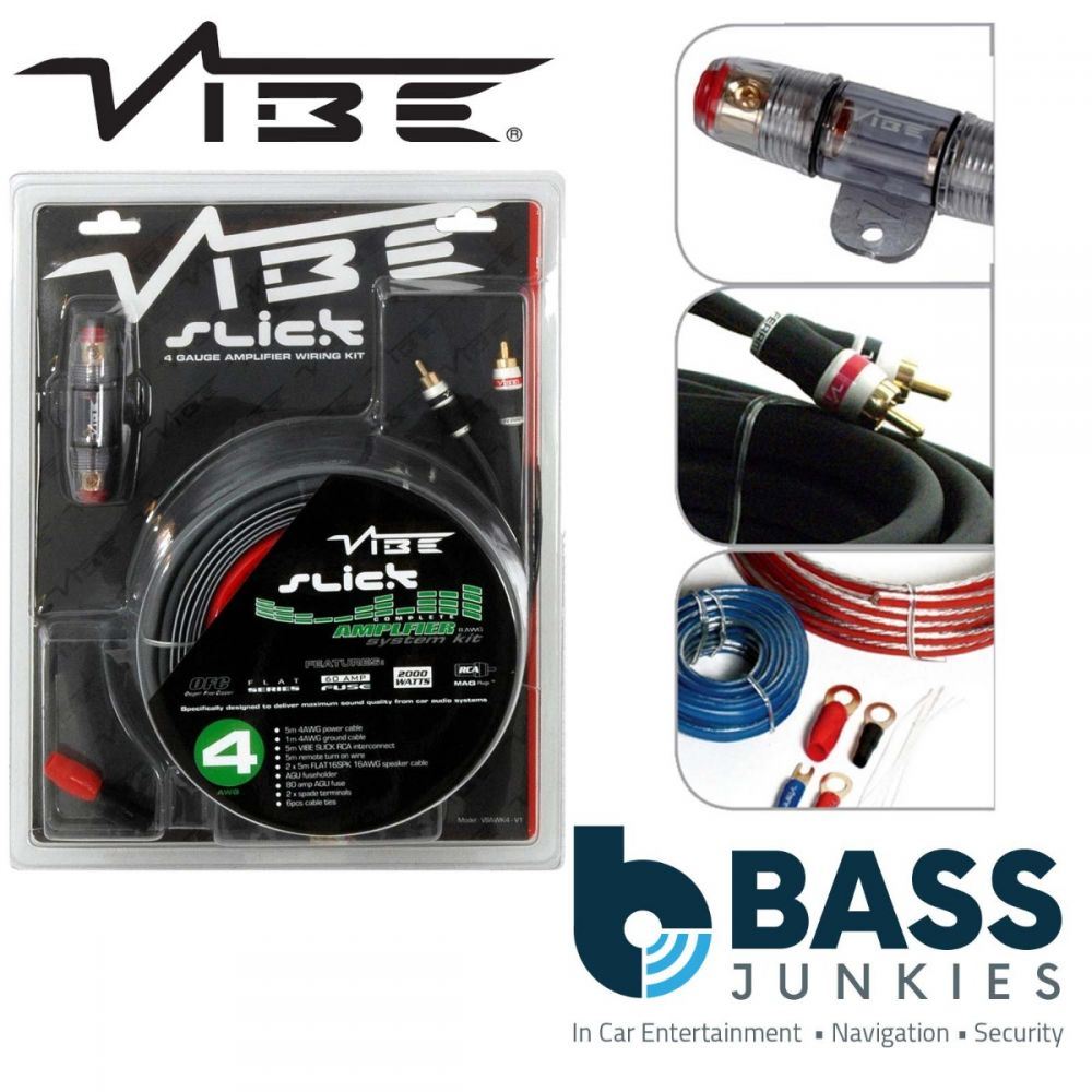 Vibe VSAWK4 2000 Watts 4 AWG Gauge Car Amplifier Subwoofer Full Wiring Kit