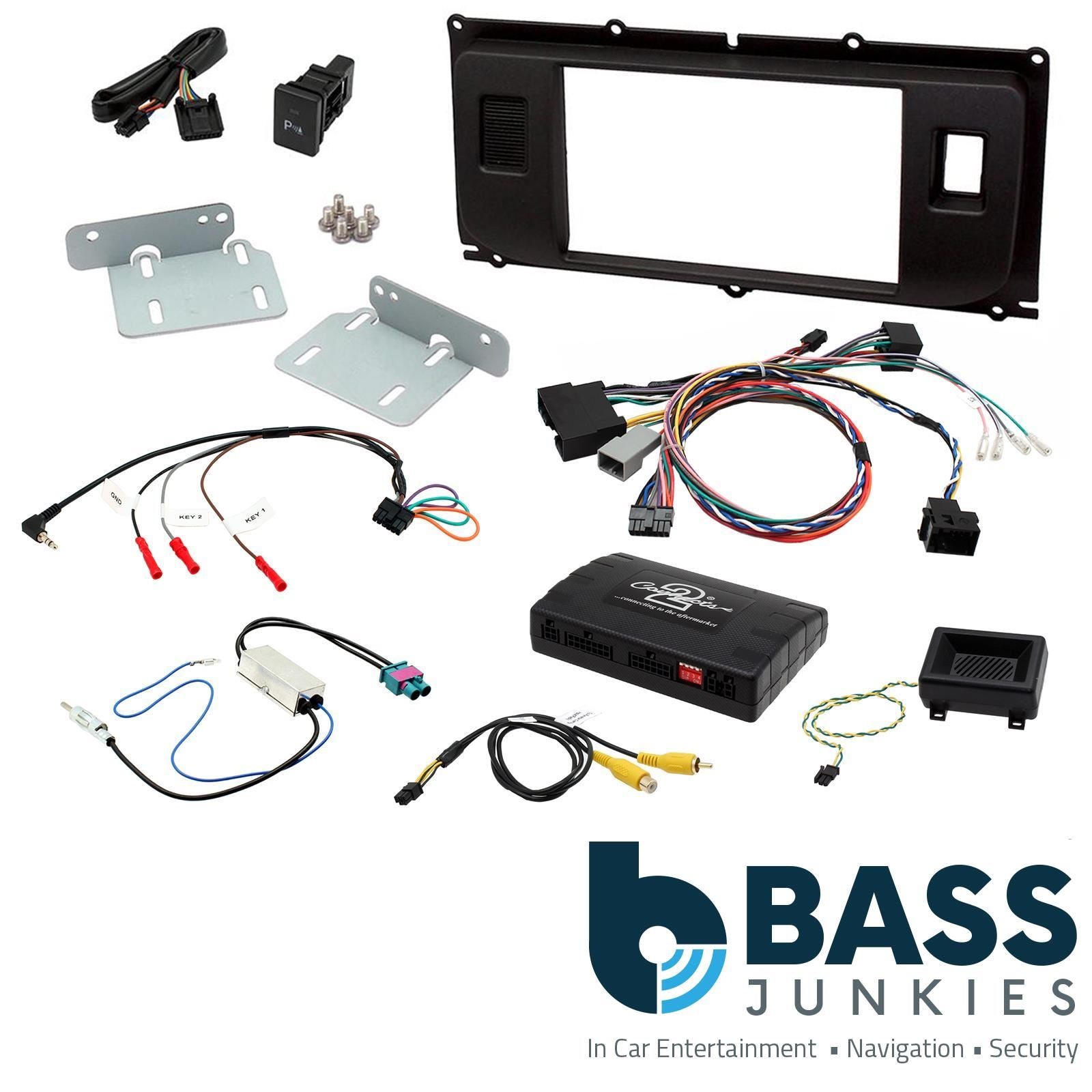 Double Din Stereo Fitting Kit + Steering Wheel Stalk Controls to fit Land Rover Evoque 11-14