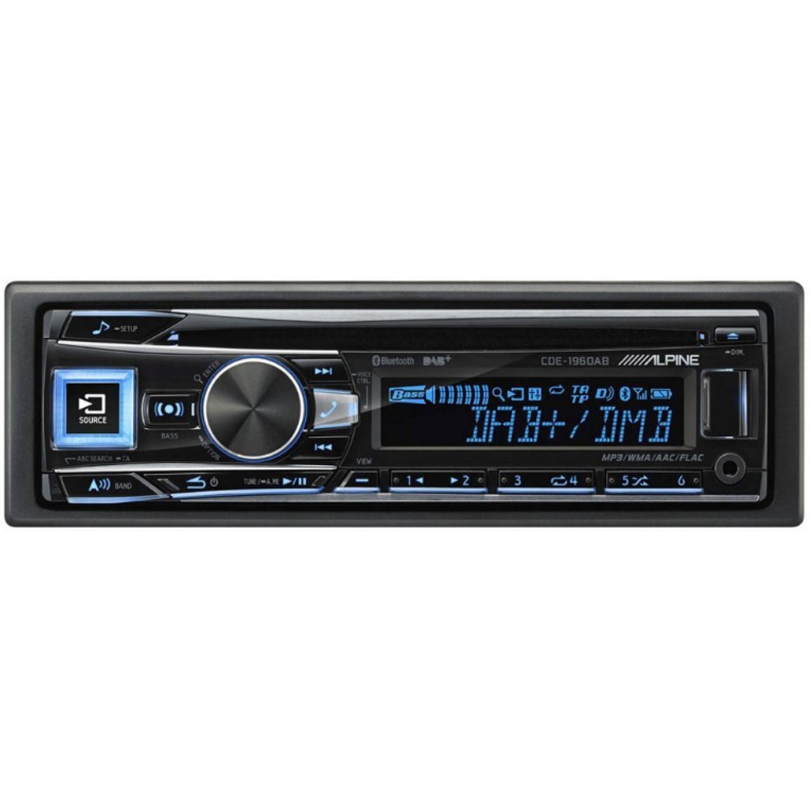 Alpine CDE-196DAB - Single Din CD MP3 DAB Bluetooth USB AUX iPod iPhone 3 Pre-outs 4 x 50 Watts Car Radio Stereo