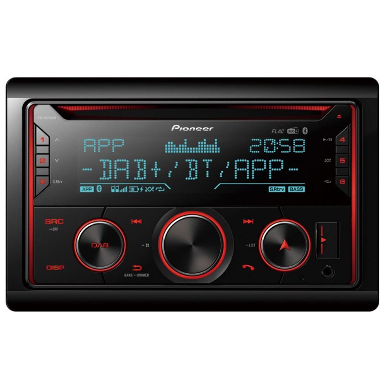 Pioneer FH-S820DAB DAB Bluetooth 4 x 50 Watts CD MP3 USB AUX iPhone Android Spotify Double Din Car Stereo