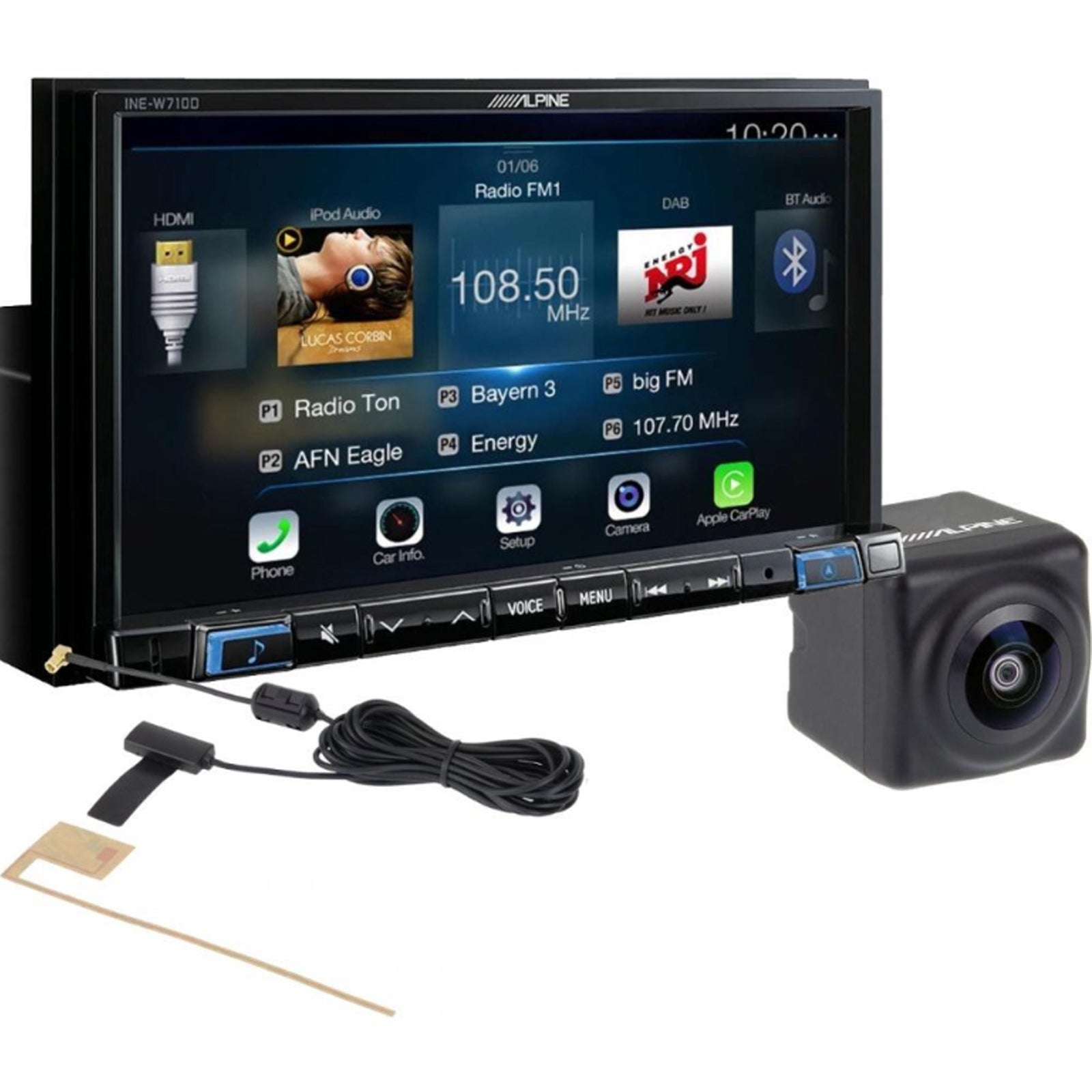 Alpine INE-W710D - 7" Bluetooth USB Aux HDMI DAB Sat Nav Apple Carplay Android Auto Mechless Car Stereo Radio & Alpine Reverse Camera