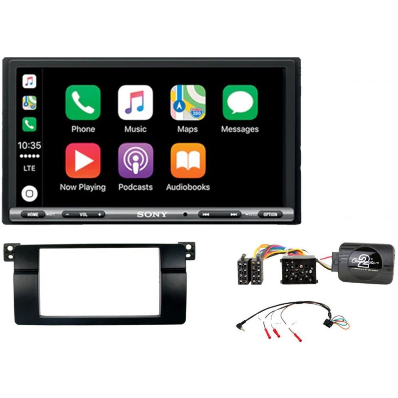 BMW 3-Series E46 1998-2005 SONY 6.95" DAB Bluetooth CarPlay Android Car Stereo Fascia Panel & Steering Wheel Interface Upgrade Kit