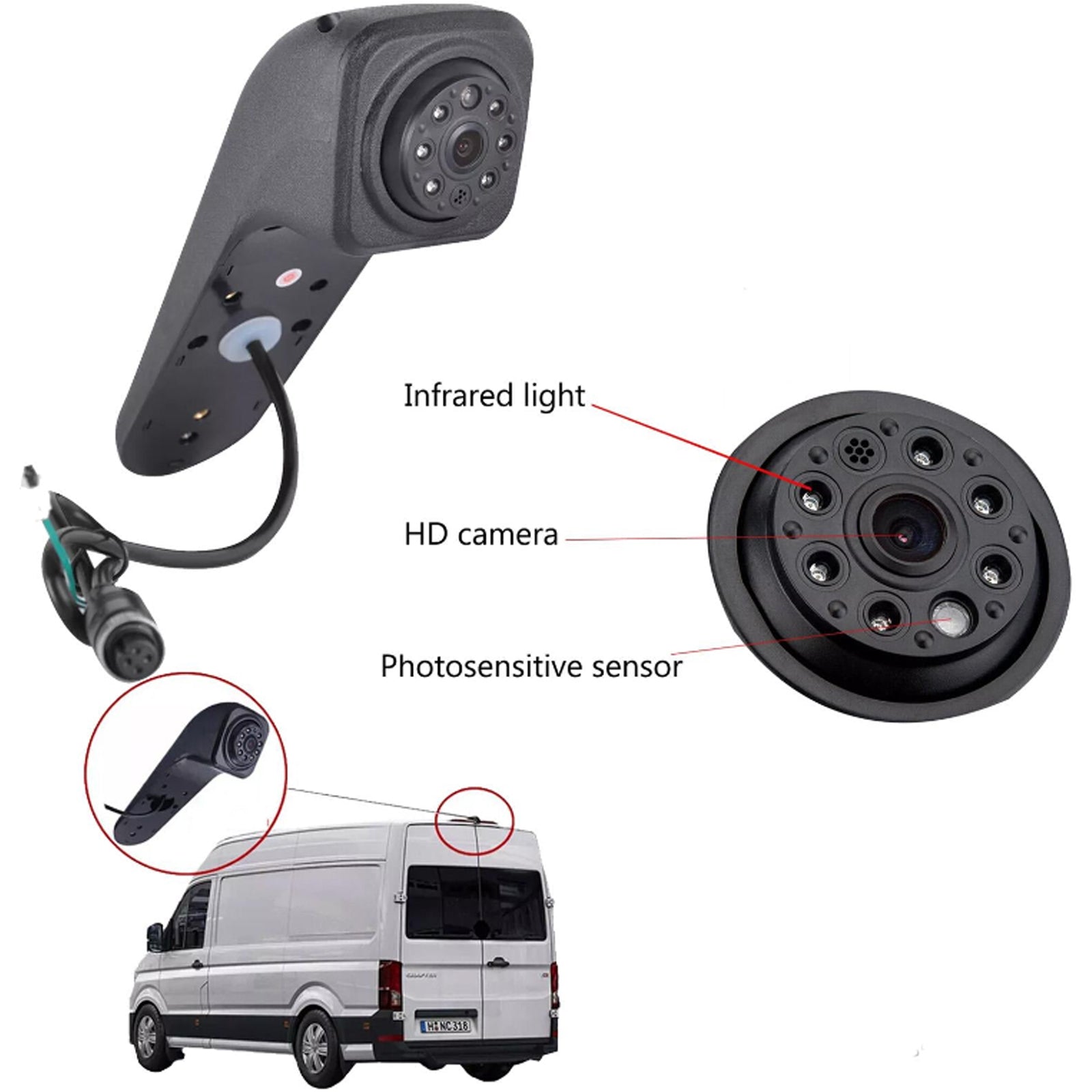 Volkswagen Brake Light Camera for use on the 2017 to 2019 Crafter Infra-LEDs