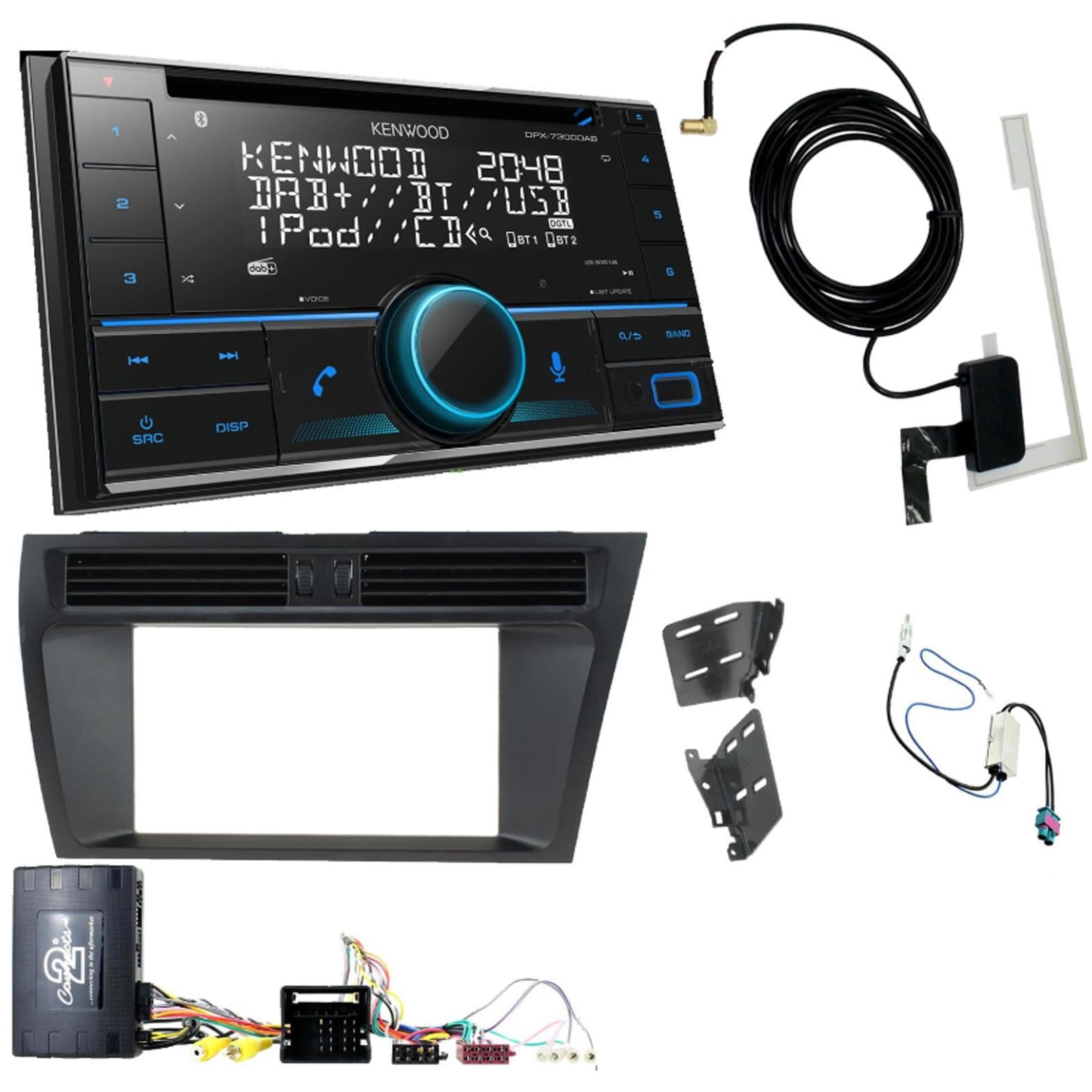 Kenwood DPX-7300DAB + Connects2 Double Din + Steering Wheel Controls fits Audi A4 2008-16|A5 2008-16